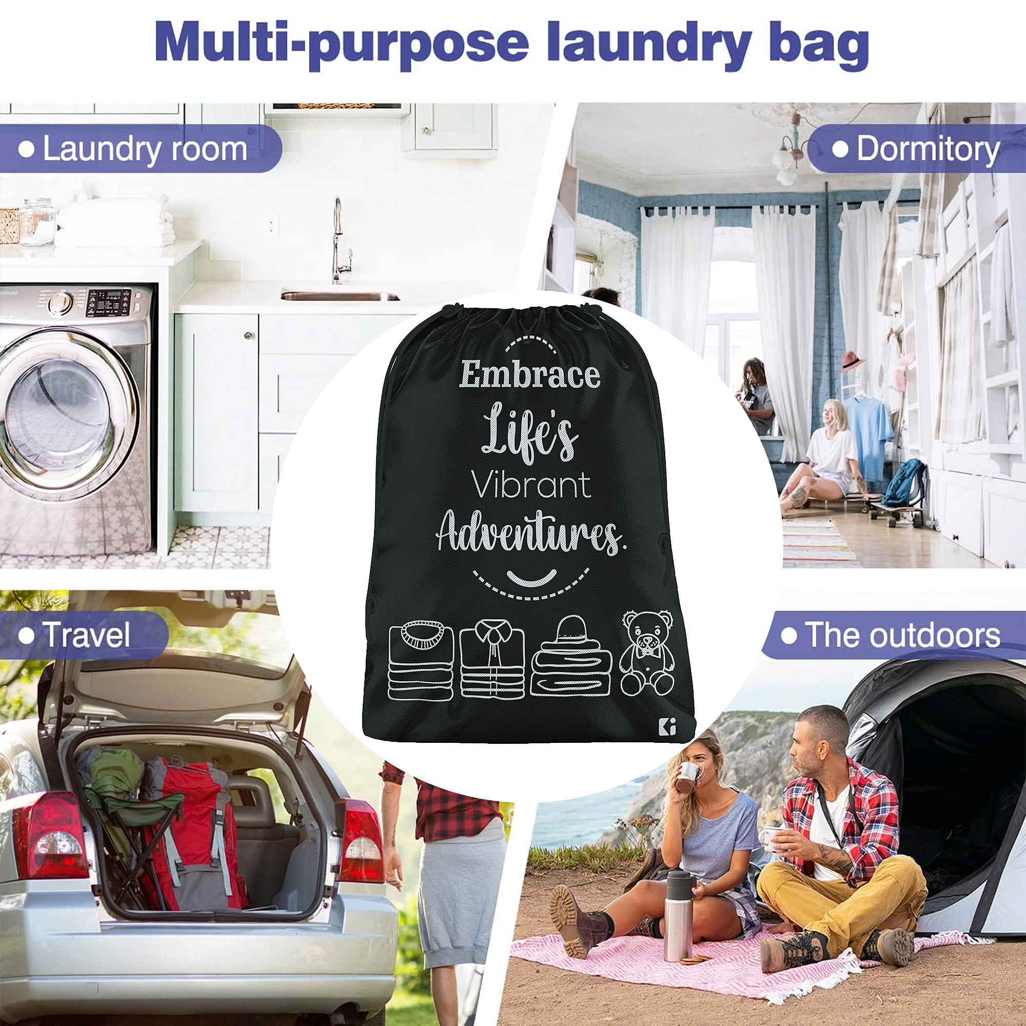 Kuber Industries  Travel Packing Bags for Clothes    Travel Pouches  Shoe  Slippers Organizer  Organizer Bags for Travel-Hiking-Adventure  Toiletry Organizer  Black