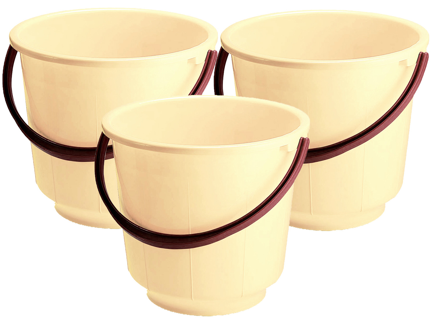 Kuber Industries  Unbreakable Strong Plastic Bathroom Bucket 13 Ltr (Cream) -CTKTC37893