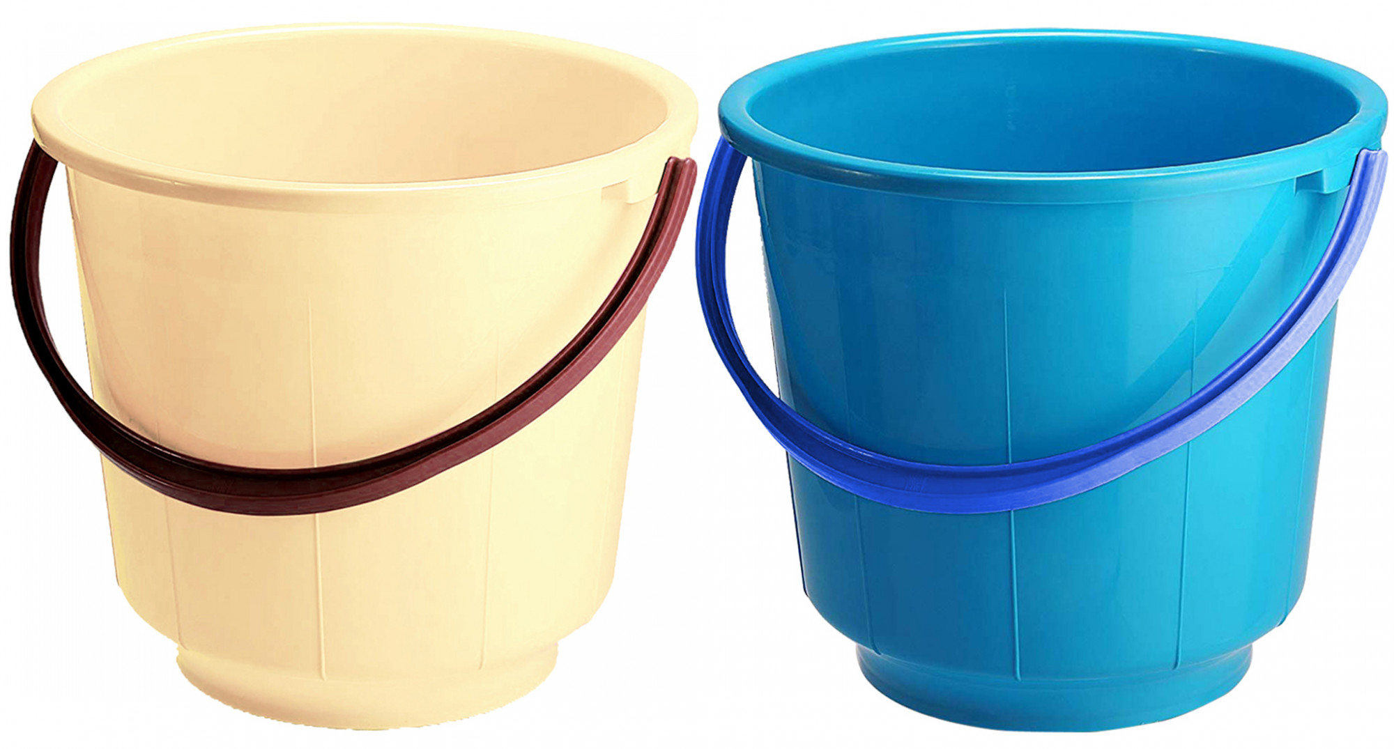 Kuber Industries  Unbreakable Strong Plastic Bathroom Bucket 13 Ltr (Cream & Blue) -CTKTC37923