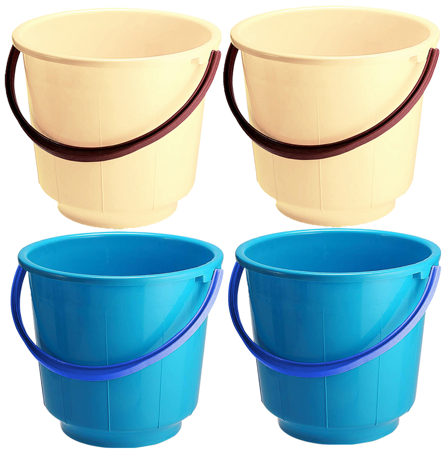Kuber Industries  Unbreakable Strong Plastic Bathroom Bucket 13 Ltr (Cream & Blue) -CTKTC37923
