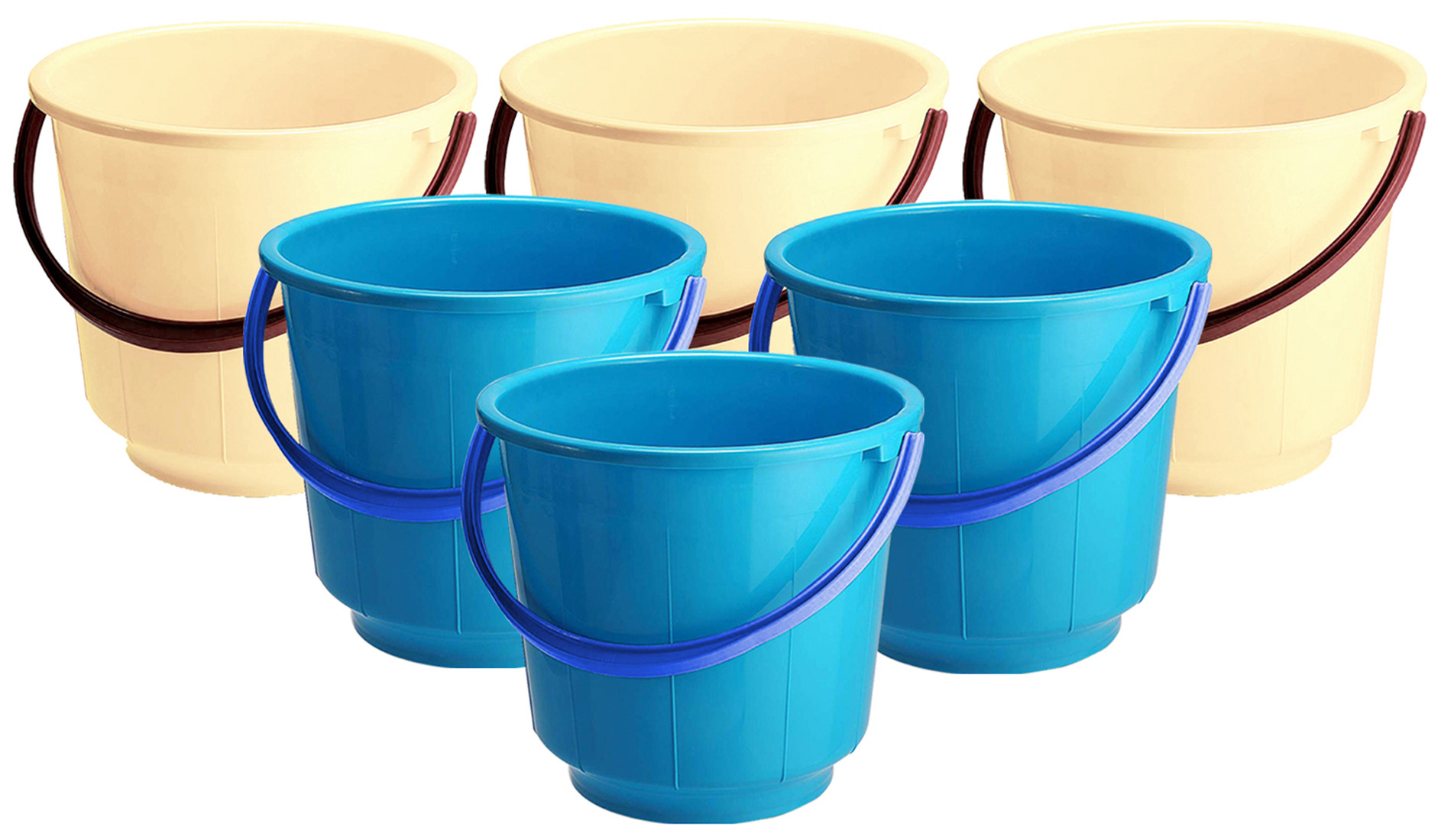 Kuber Industries  Unbreakable Strong Plastic Bathroom Bucket 13 Ltr (Cream & Blue) -CTKTC37923