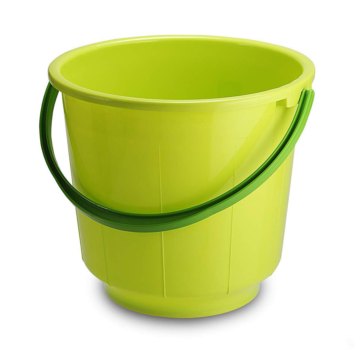 Kuber Industries  Unbreakable Strong Plastic Bathroom Bucket 13 Ltr (Green & Cream) -CTKTC37915