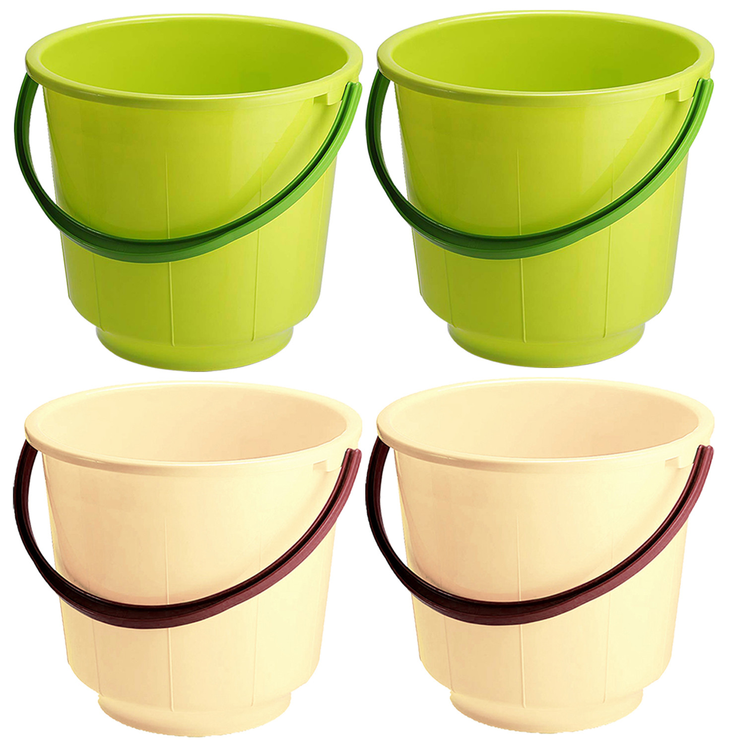Kuber Industries  Unbreakable Strong Plastic Bathroom Bucket 13 Ltr (Green & Cream) -CTKTC37915