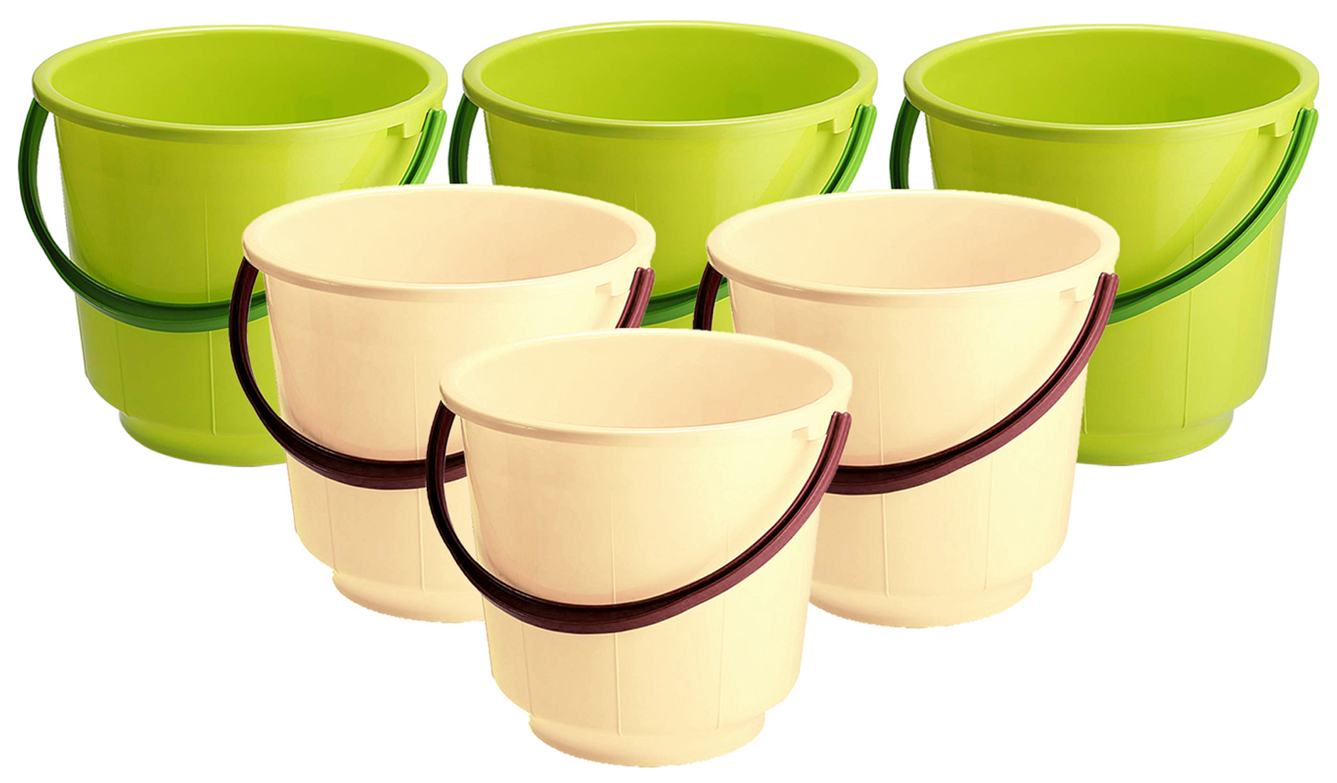 Kuber Industries  Unbreakable Strong Plastic Bathroom Bucket 13 Ltr (Green & Cream) -CTKTC37915