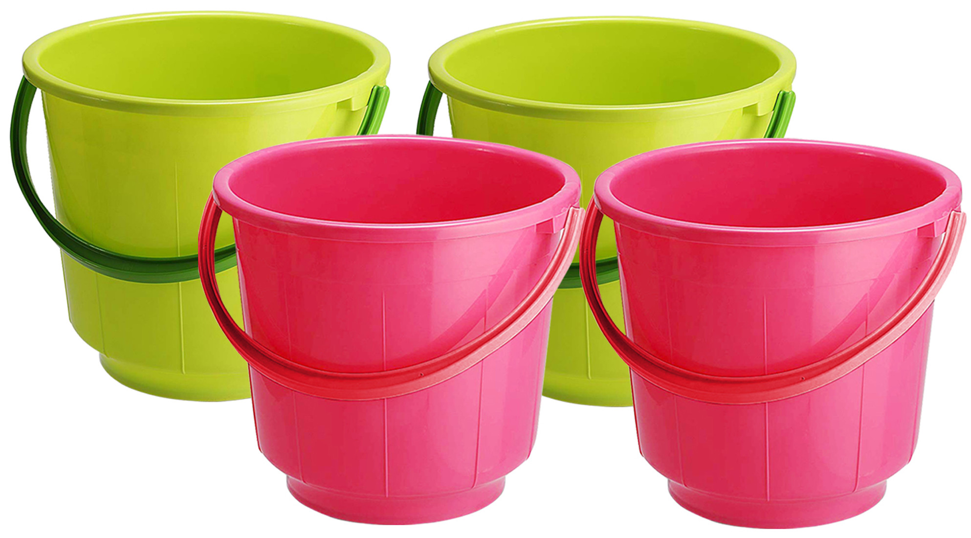 Kuber Industries  Unbreakable Strong Plastic Bathroom Bucket 13 Ltr (Green & Pink) -CTKTC37913