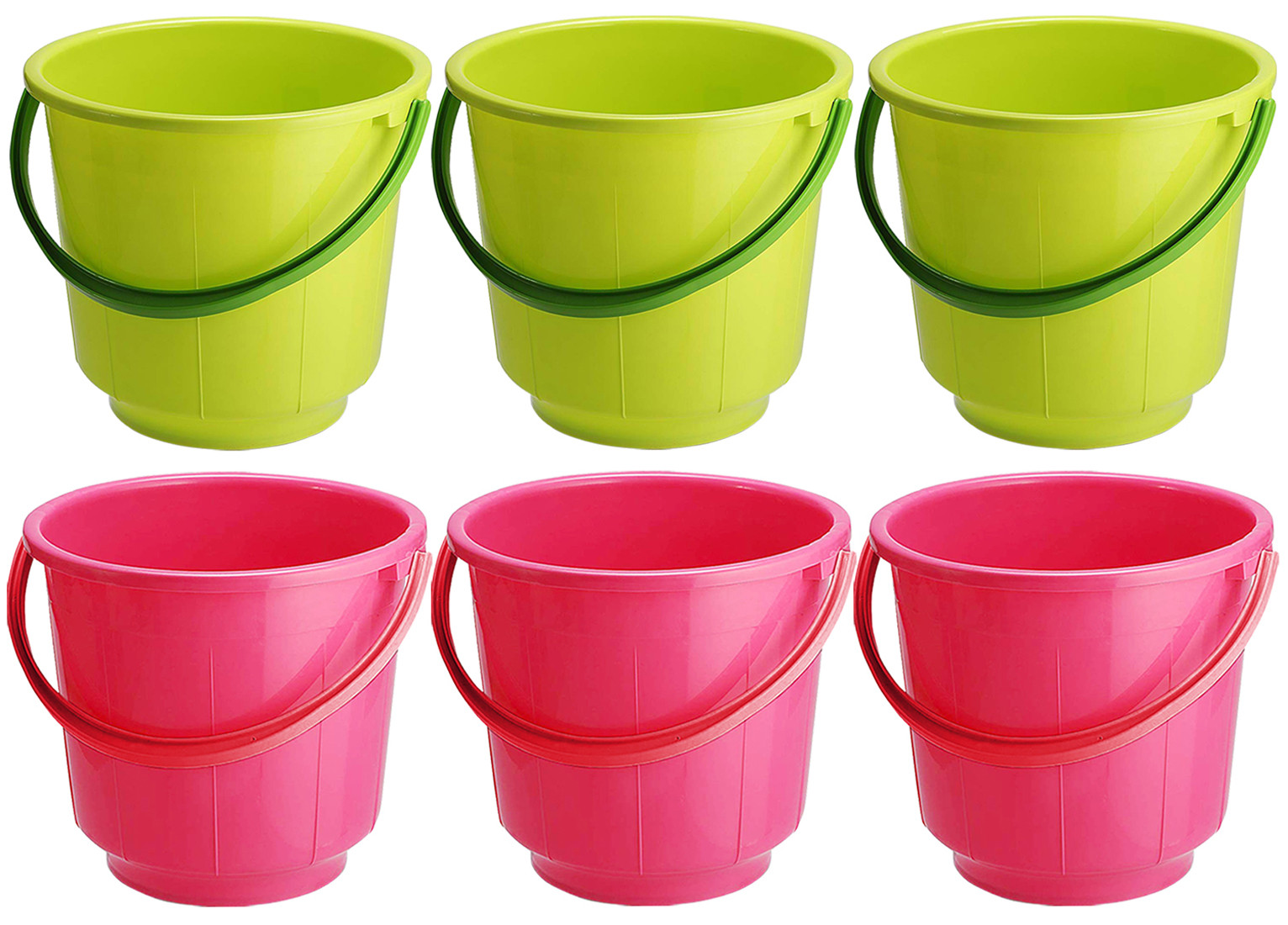 Kuber Industries  Unbreakable Strong Plastic Bathroom Bucket 13 Ltr (Green & Pink) -CTKTC37913