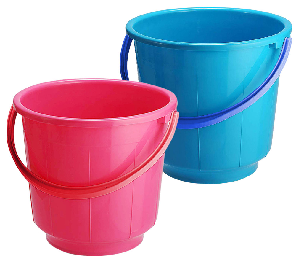 Kuber Industries  Unbreakable Strong Plastic Bathroom Bucket 13 Ltr (Pink &amp; Blue) -CTKTC37921