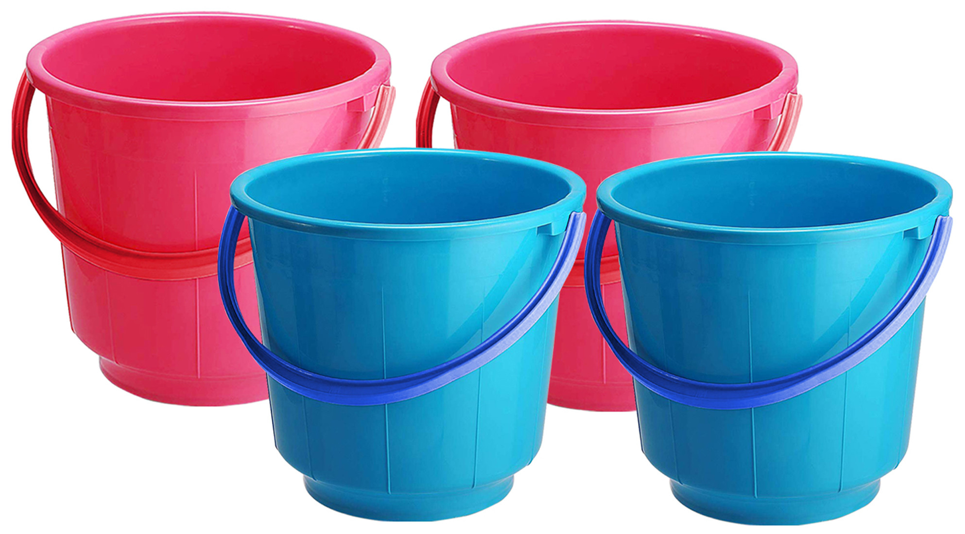 Kuber Industries  Unbreakable Strong Plastic Bathroom Bucket 13 Ltr (Pink & Blue) -CTKTC37921