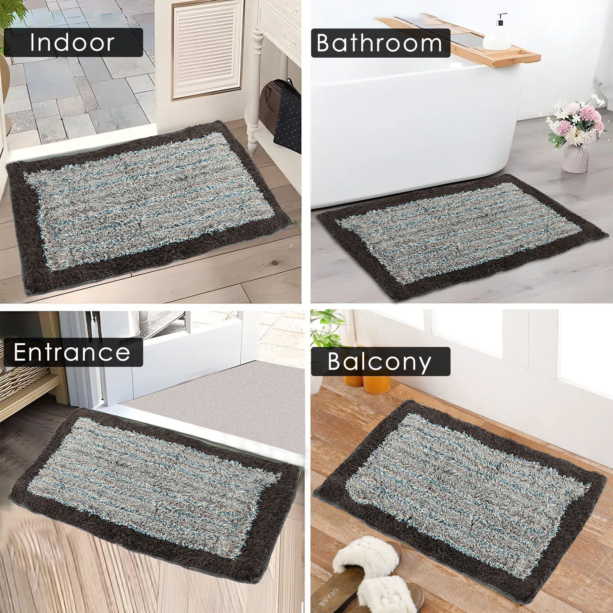 Kuber Industries  Water Absorbing Bathroom Mat  Anti-Slip Door Foot Mats for Home Decor  Kitchen Floor Perdan  Furry Design - Brown