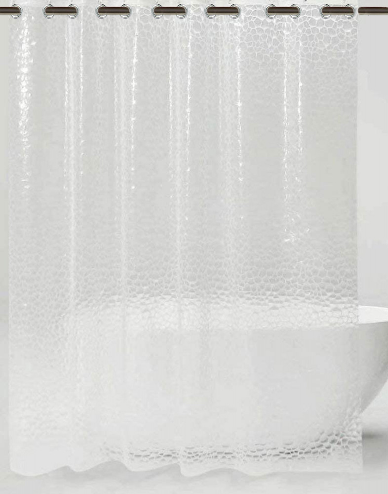 Kuber Industries 0.20mm 3D Stain Resistant, No Odor Clear Waterproof PVC AC Shower Curtain With Eyelets,7 Feet (Transparent)-HS_38_KUBMART21301