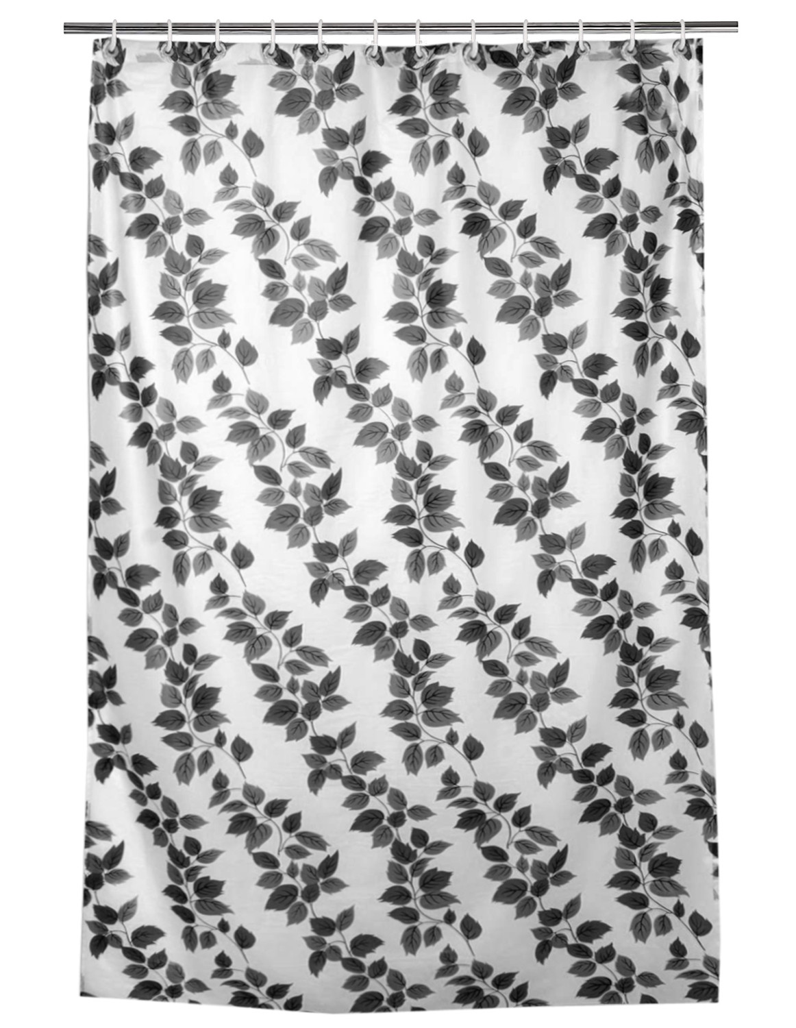 Kuber Industries 0.20mm Leaf Printed Stain Resistant, No Odor, Waterproof PVC AC Curtain With Hooks,7 Feet (Grey)