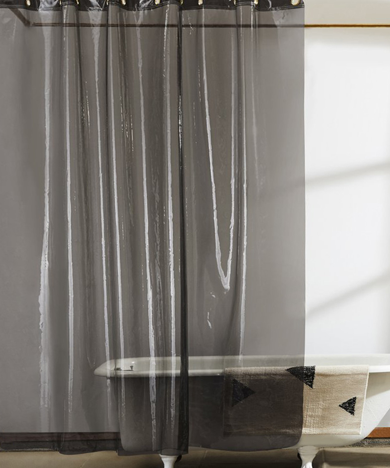 Kuber Industries 0.30mm Stain Resistant, No Odor Clear Waterproof PVC Shower/AC Curtain, 7 Feet (Black Transparent)-HS_38_KUBMART21467