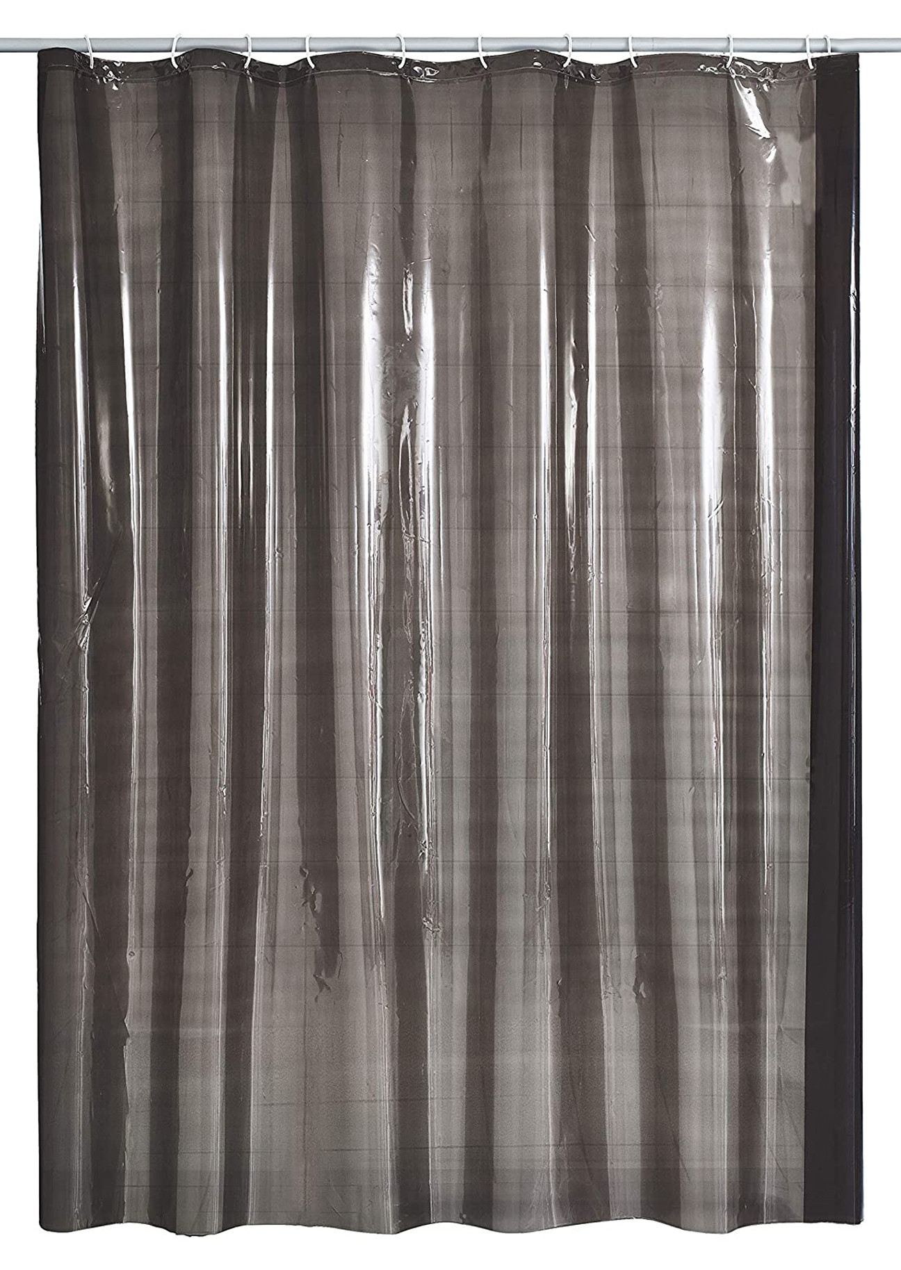 Kuber Industries 0.30mm Stain Resistant, No Odor Clear Waterproof PVC Shower/AC Curtain, 7 Feet (Black Transparent)-HS_38_KUBMART21467