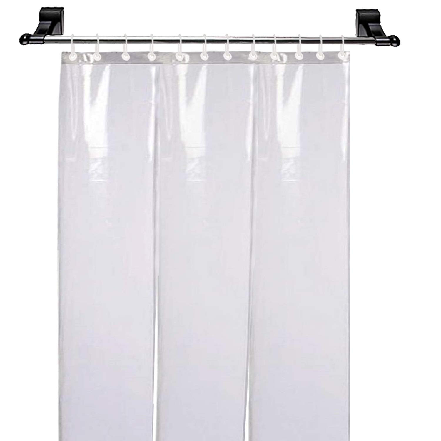 Kuber Industries 0.50mm 3 strips Stain Resistant, Waterproof PVC Shower/AC Curtain, 7 Feet  (Tranasparent)