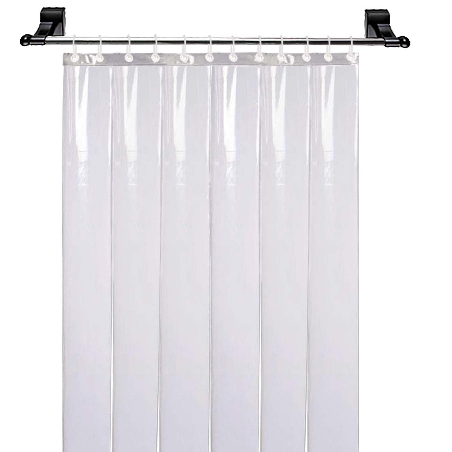 Kuber Industries 0.50mm 6 strips Stain Resistant, Waterproof PVC Shower/AC Curtain, 9 Feet (Tranasparent)
