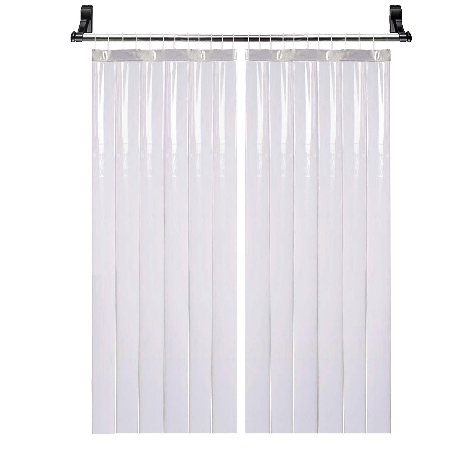 Kuber Industries 0.50mm 6 strips Stain Resistant, Waterproof PVC Shower/AC Curtain, 9 Feet (Tranasparent)