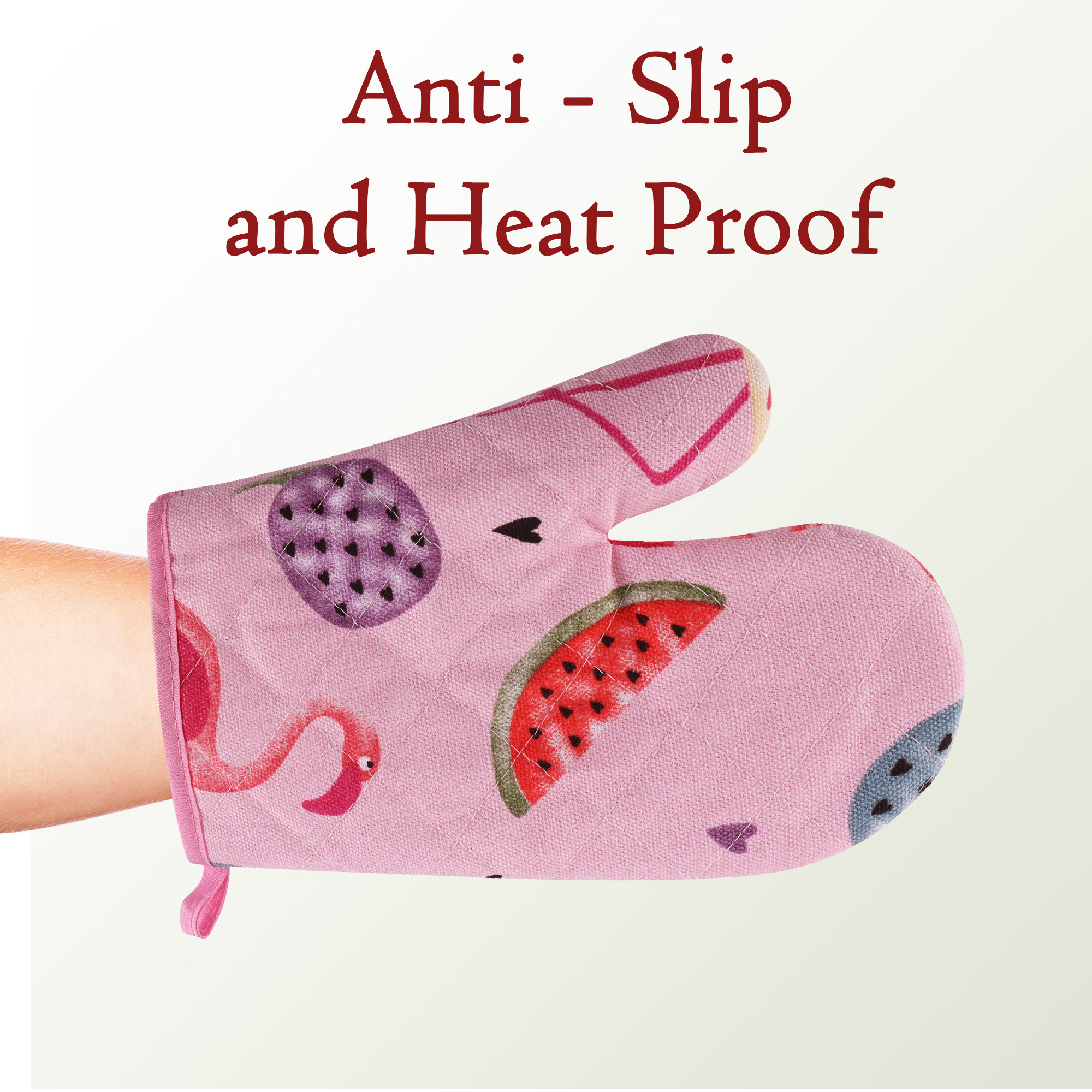 Kuber Industries 1-Pair InsulatedHeat Proof Cotton Oven Gloves  Washable Kitchen Gloves for Hot Utensils  Comfortable  Durable Oven Mitts - Ideal for BakingCooking  Duck Print - Pink