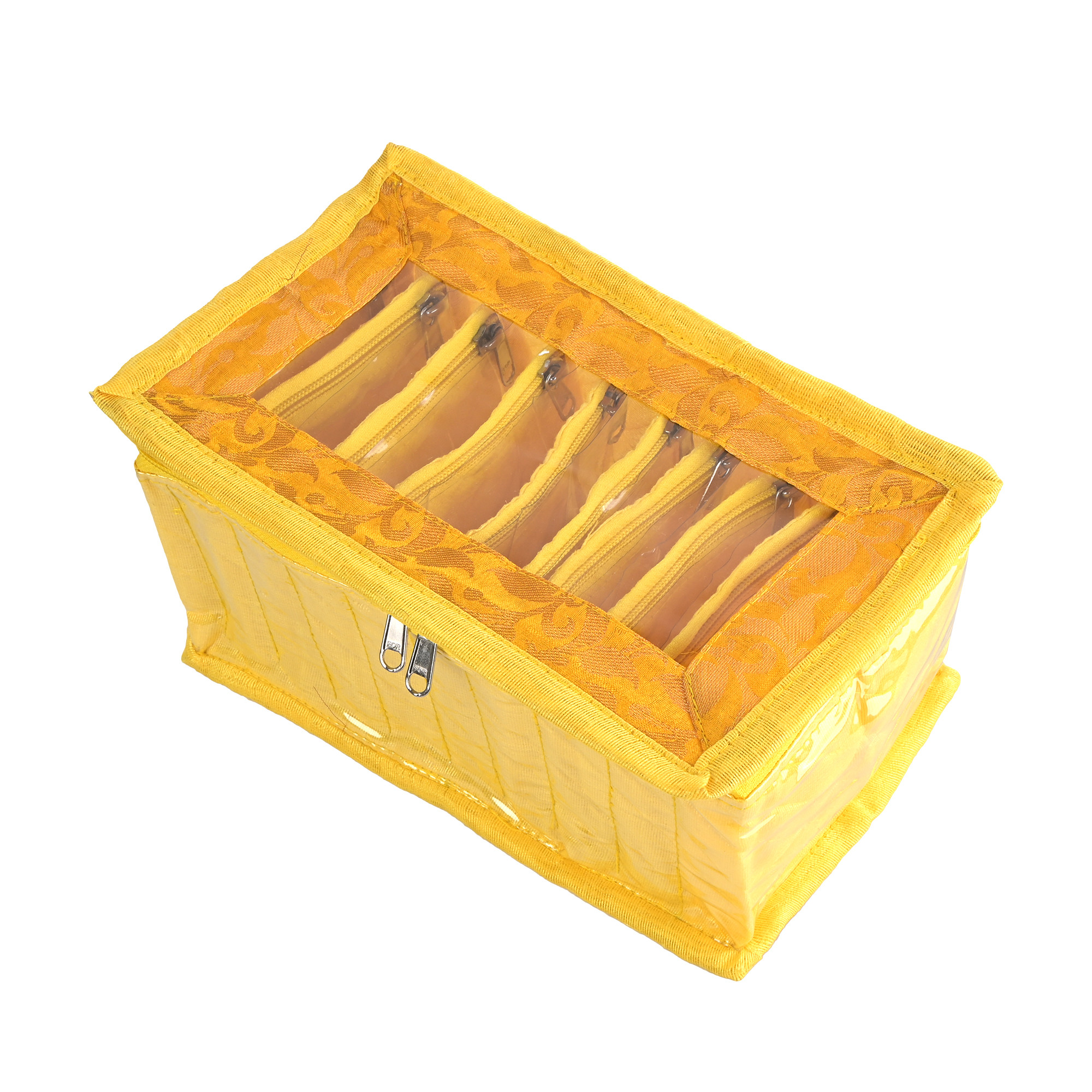 Kuber Industries 10 Compartment Space-Saving Jewellery Organisers Pouch  Earring Organizer Box  Ziplock Pouch for Jewellery  Travel Necklace  Rings Jewel Box  Gotta Work - Yellow