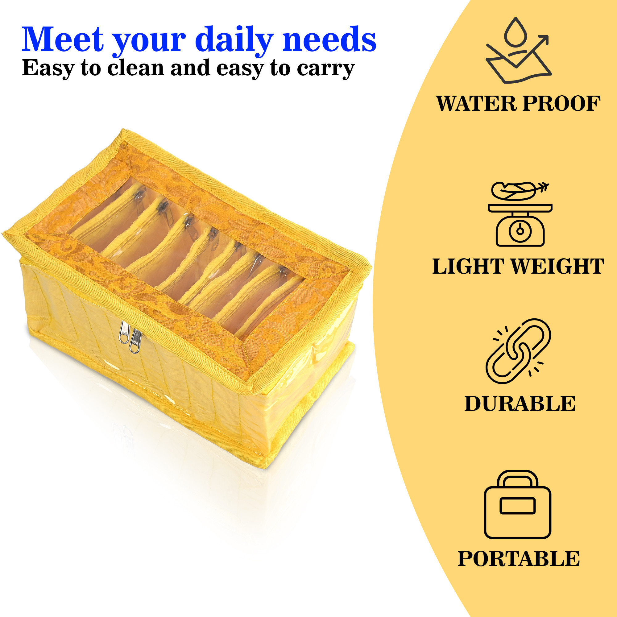 Kuber Industries 10 Compartment Space-Saving Jewellery Organisers Pouch  Earring Organizer Box  Ziplock Pouch for Jewellery  Travel Necklace  Rings Jewel Box  Gotta Work - Yellow