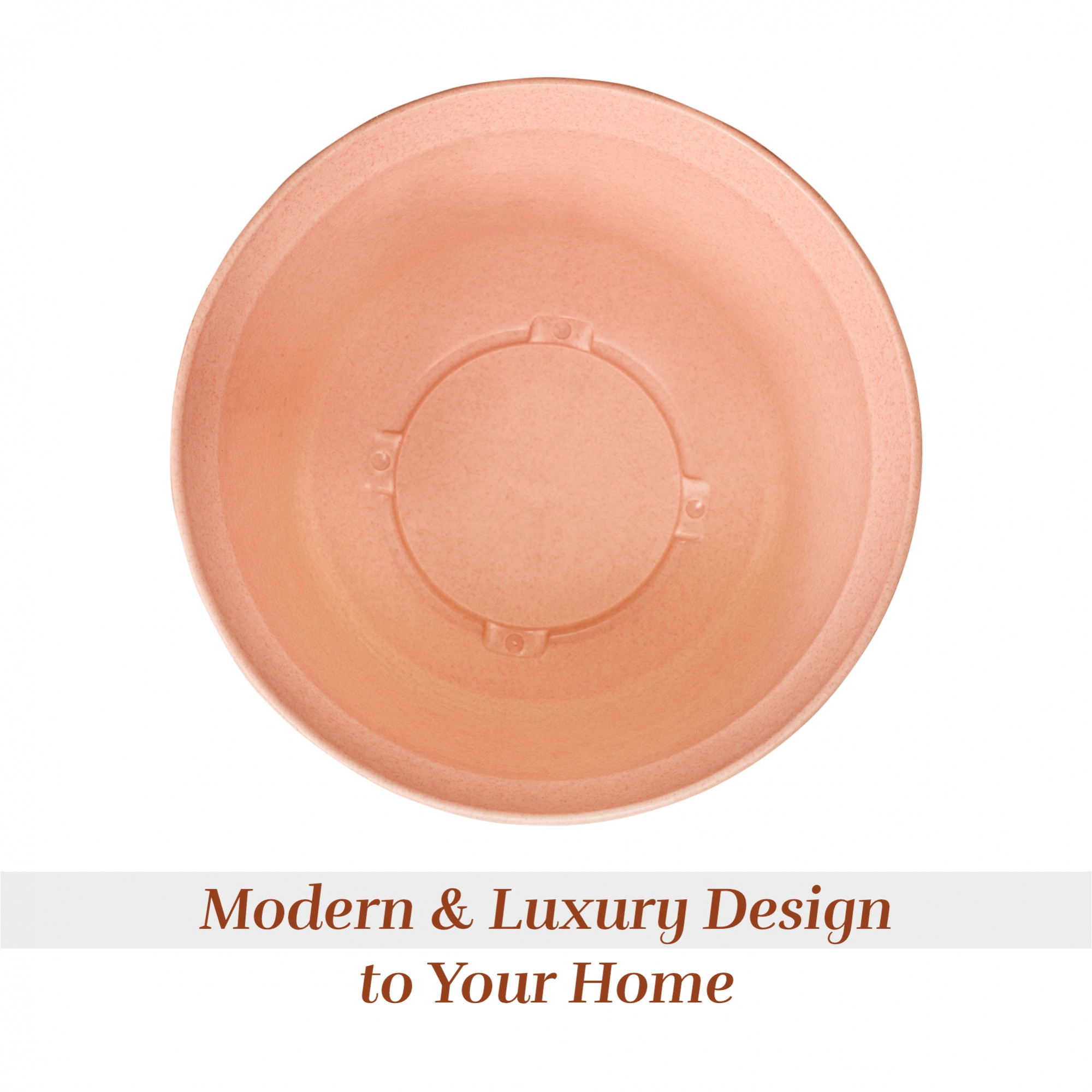 Kuber Industries 10 Inch Marble Sawera Design Flower Plant Pot with Plate for Home Kitchen  Garden  Stylish Pots for Plants Balcony  Ideal for Home Decor  Office Spaces  Peach