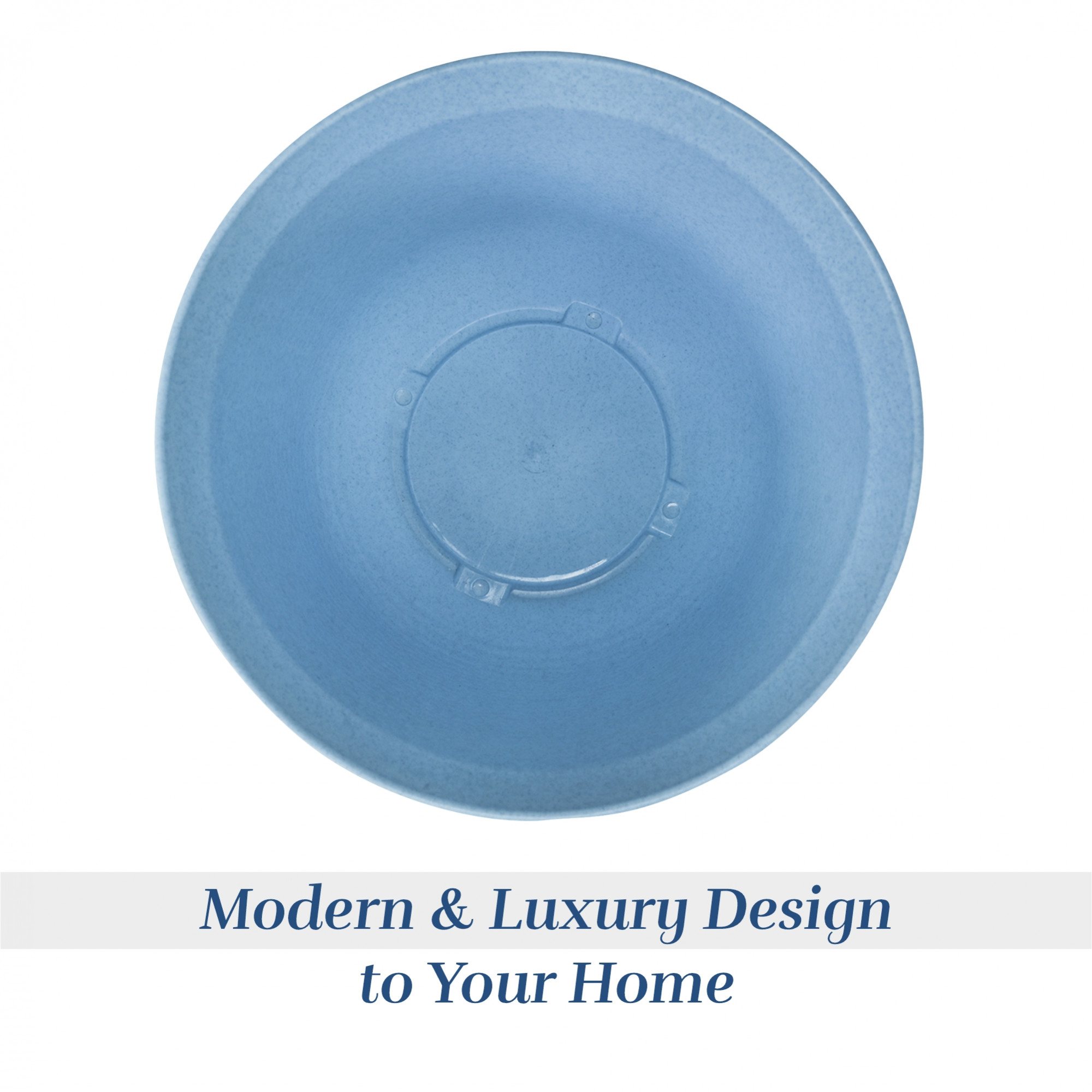 Kuber Industries 10 Inch Marble Sawera Design Flower Plant Pot with Plate for Home Kitchen  Garden  Stylish Pots for Plants Balcony  Ideal for Home Decor  Office Spaces  Blue