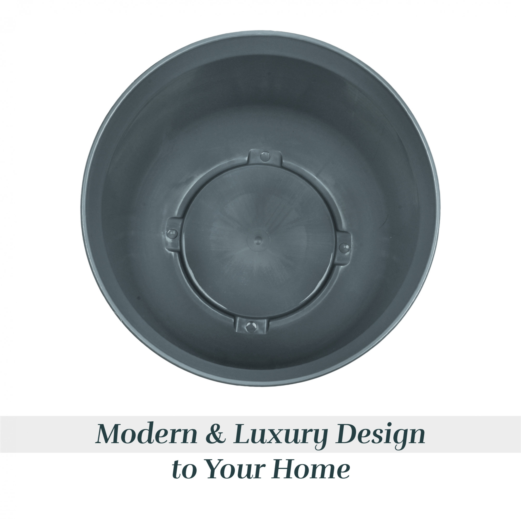 Kuber Industries 10 Inch Plain Sawera Design Flower Plant Pot with Plate for Home Kitchen  Garden  Stylish Pots for Plants Balcony  Ideal for Home Decor  Office Spaces  Grey