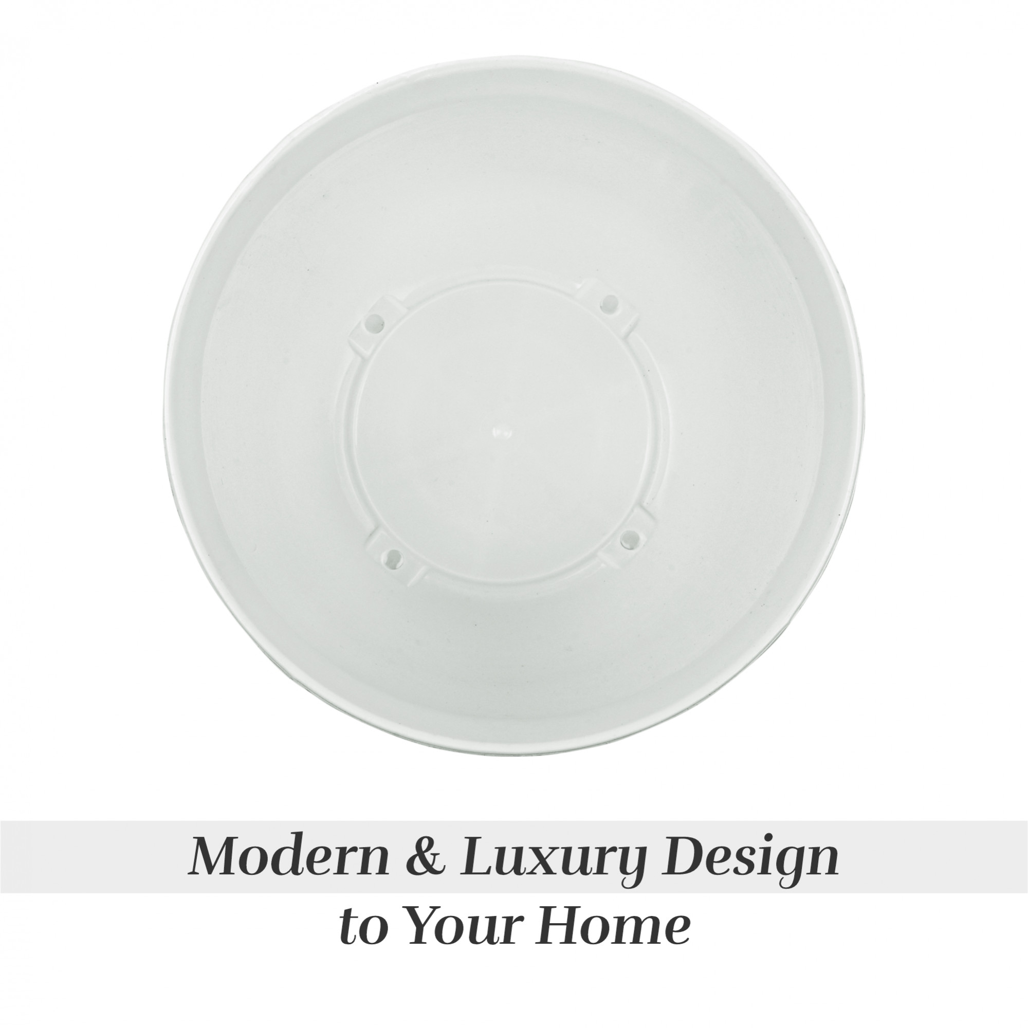 Kuber Industries 10 Inch Plain Sawera Design Flower Plant Pot with Plate for Home Kitchen  Garden  Stylish Pots for Plants Balcony  Ideal for Home Decor  Office Spaces  White