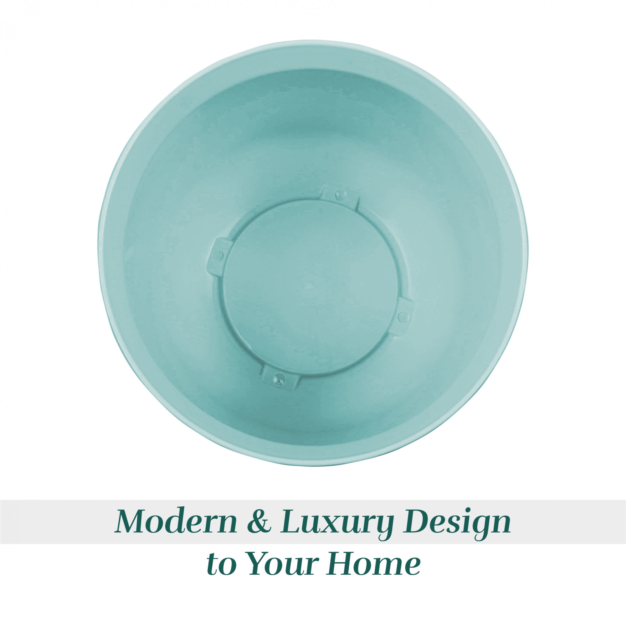 Kuber Industries 10 Inch Plain Sawera Design Flower Plant Pot with Plate for Home Kitchen  Garden  Stylish Pots for Plants Balcony  Ideal for Home Decor  Office Spaces  Sky Blue