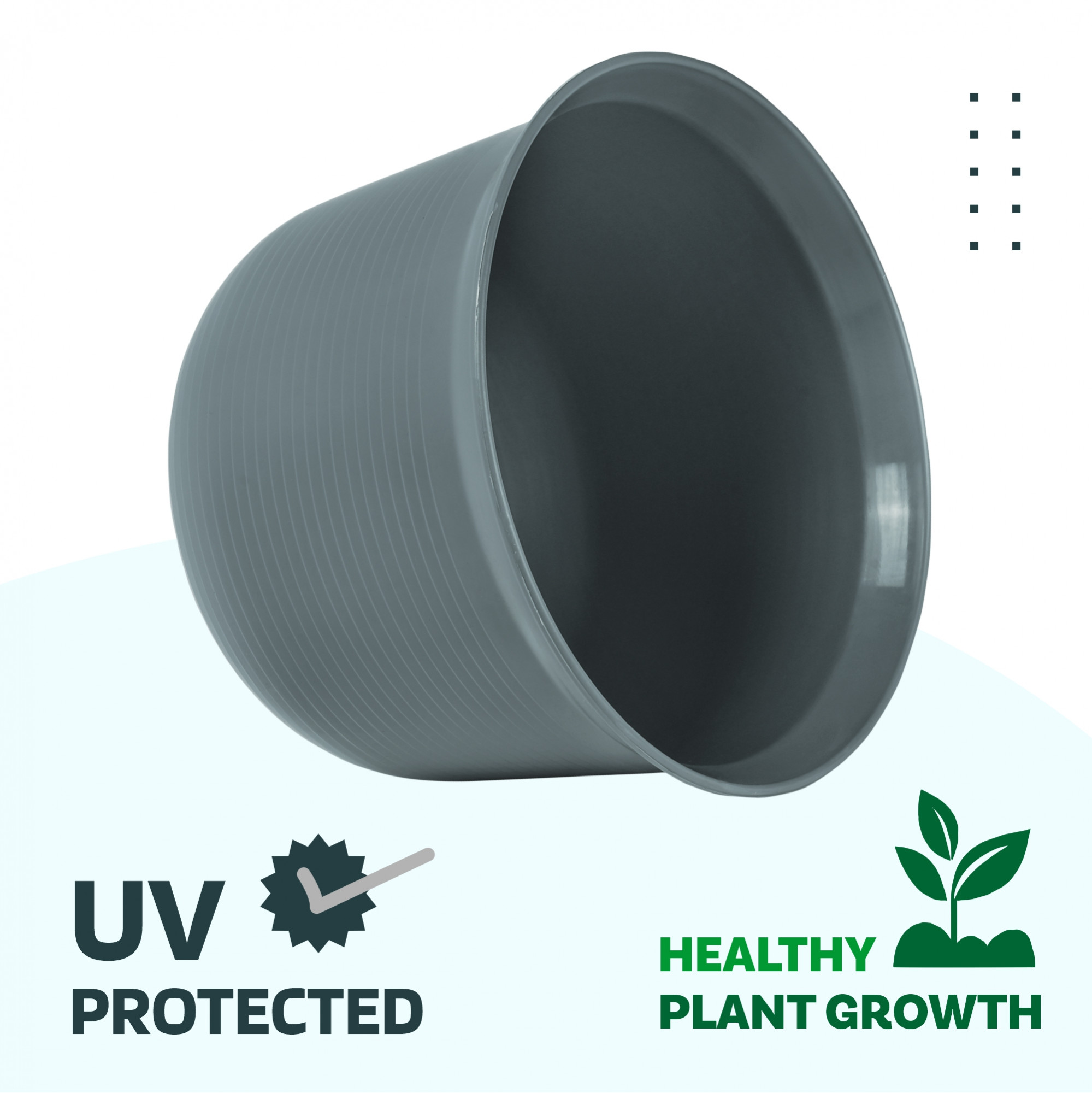 Kuber Industries 10 Inch Plain Sawera Design Flower Plant Pot with Plate for Home Kitchen  Garden  Stylish Pots for Plants Balcony  Ideal for Home Decor  Office Spaces  Grey