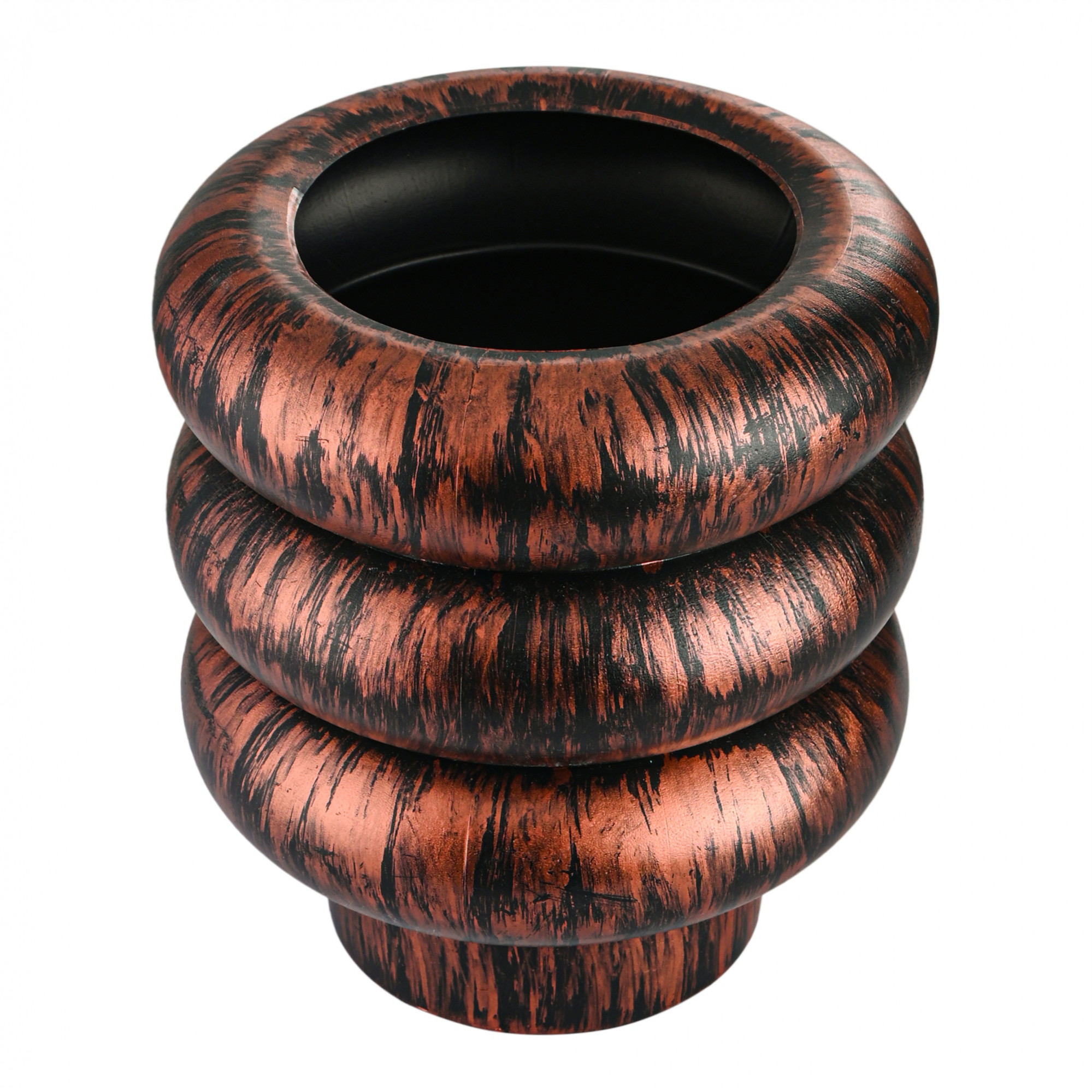 Kuber Industries 10 Inch Plastic Wooden Texture Pots for Plants Balcony and Living Room  Flower Pots for Garden  Decorative Planters for Home Decor Outdoor Indoor Plants and Office  Rust Ring