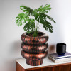 10 Inch Plastic Wooden Texture Pots for Plants Balcony and Living Room | Flower Pots for Garden | Decorative Planters for Home Decor, Outdoor Indoor Plants and Office | Rust Ring