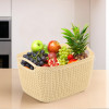 10 LTR Multi-Purpose Plastic Basket for Storage Q6 | Spacious Pooja Item Holder &amp; Fruit Tokari | Aesthetic Home Organizers for Kitchen &amp; Bedroom | Cream