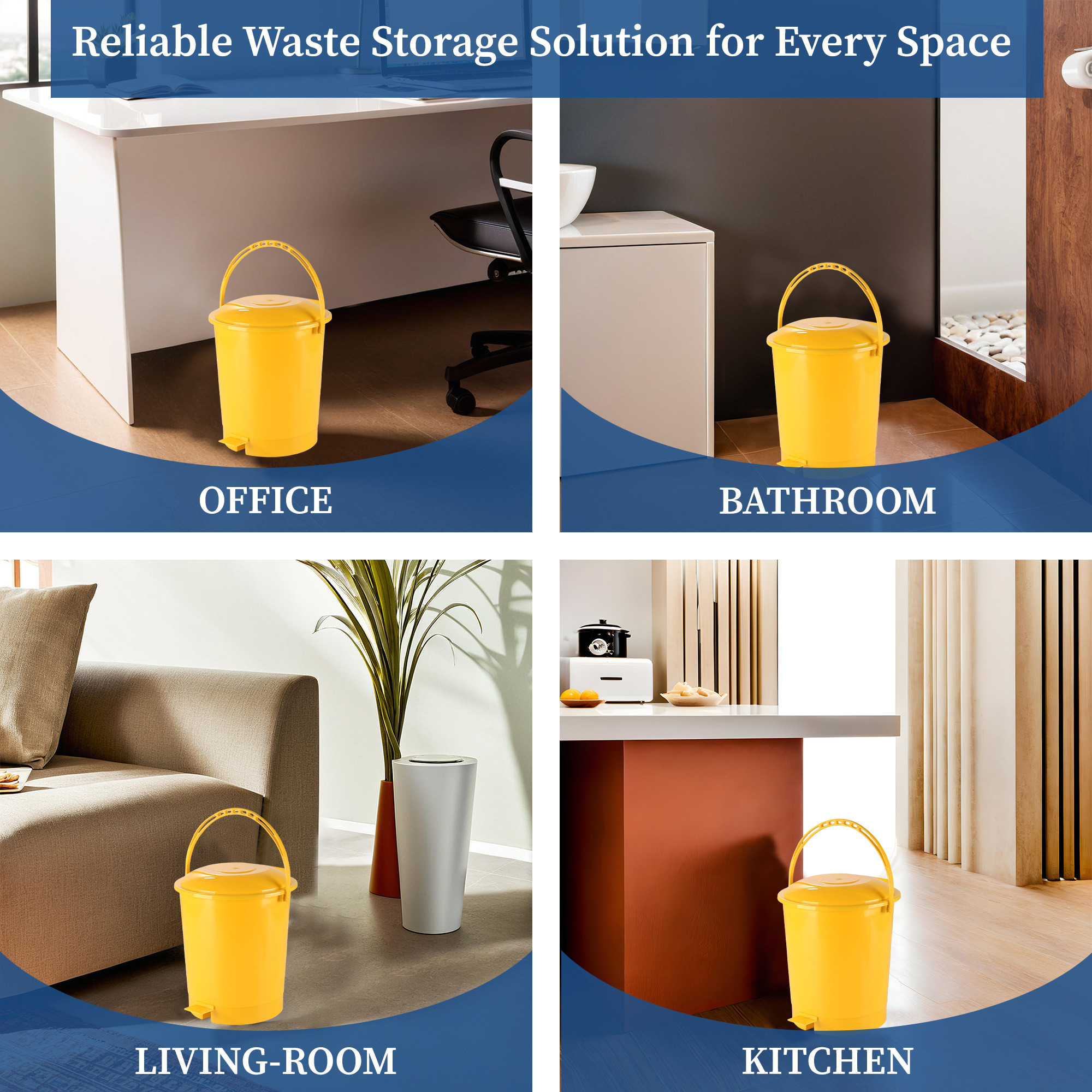 Kuber Industries 10 Ltr Plastic Pedal Dustbin With Handle  Lightweight  Multipurpose Garbage Waste Bin For Home Kitchen Bathroom  Office  Yellow