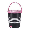10 Ltr Plastic Pedal Dustbin With Handle | Lightweight &amp; Multipurpose Garbage Waste Bin For Home, Kitchen, Bathroom &amp; Office | Black &amp; Pink