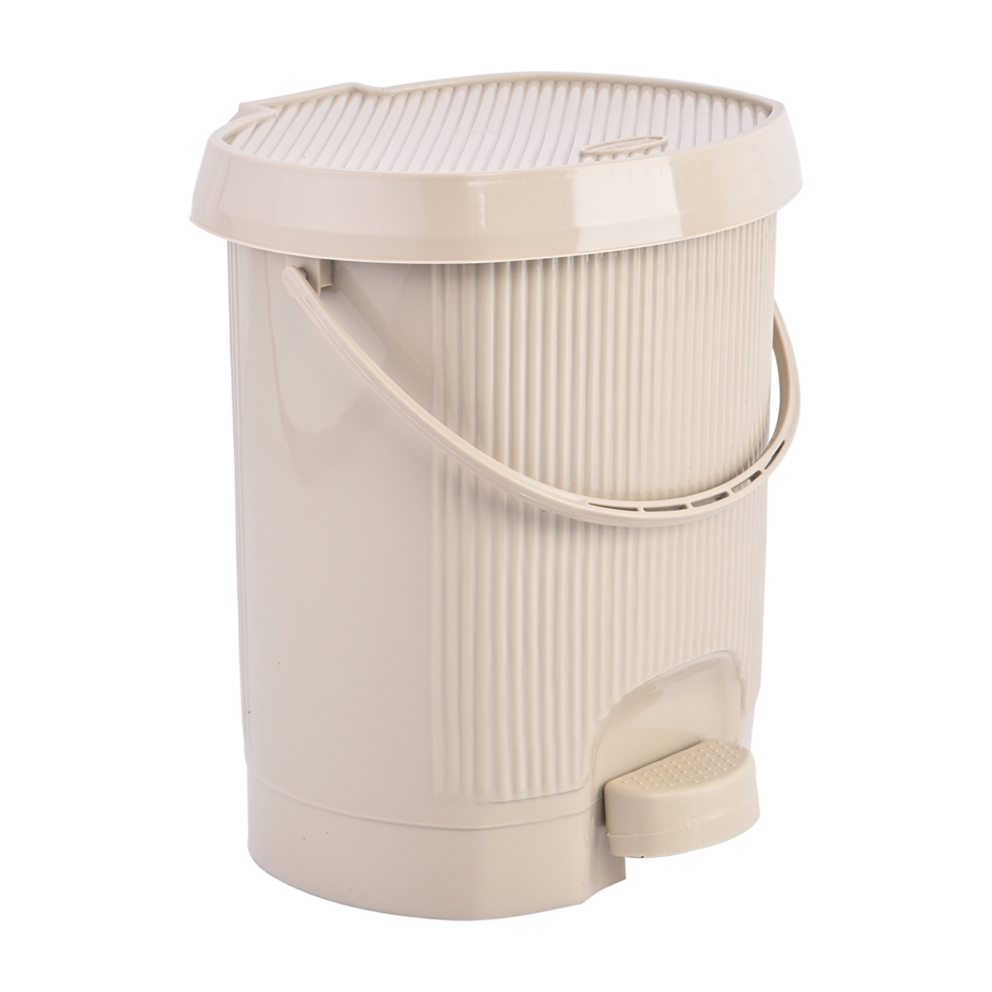 Kuber Industries 10 Ltr Plastic Waste Basket for Kitchen Dustbin with Lid  Removable Inner Bucket  Office Bathroom Dustbin Garbage Trash Can Pedal Bin  Dust Bins for Home Medium Size  Beige