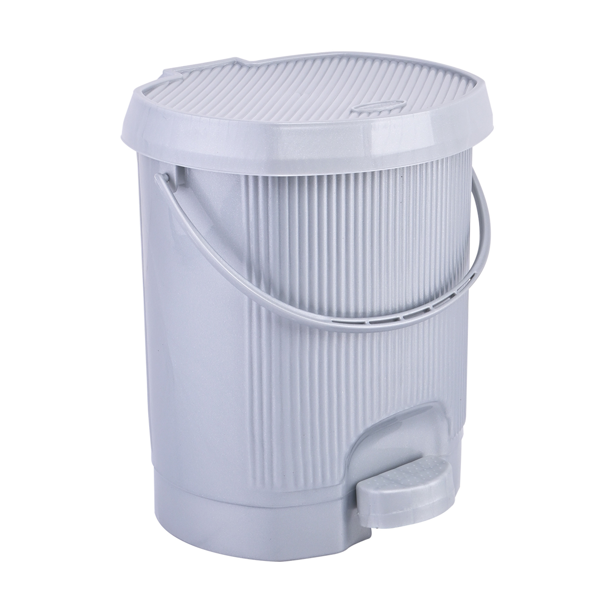 Kuber Industries 10 Ltr Plastic Waste Basket for Kitchen Dustbin with Lid  Removable Inner Bucket  Office Bathroom Dustbin Garbage Trash Can Pedal Bin  Dust Bins for Home Medium Size  Grey