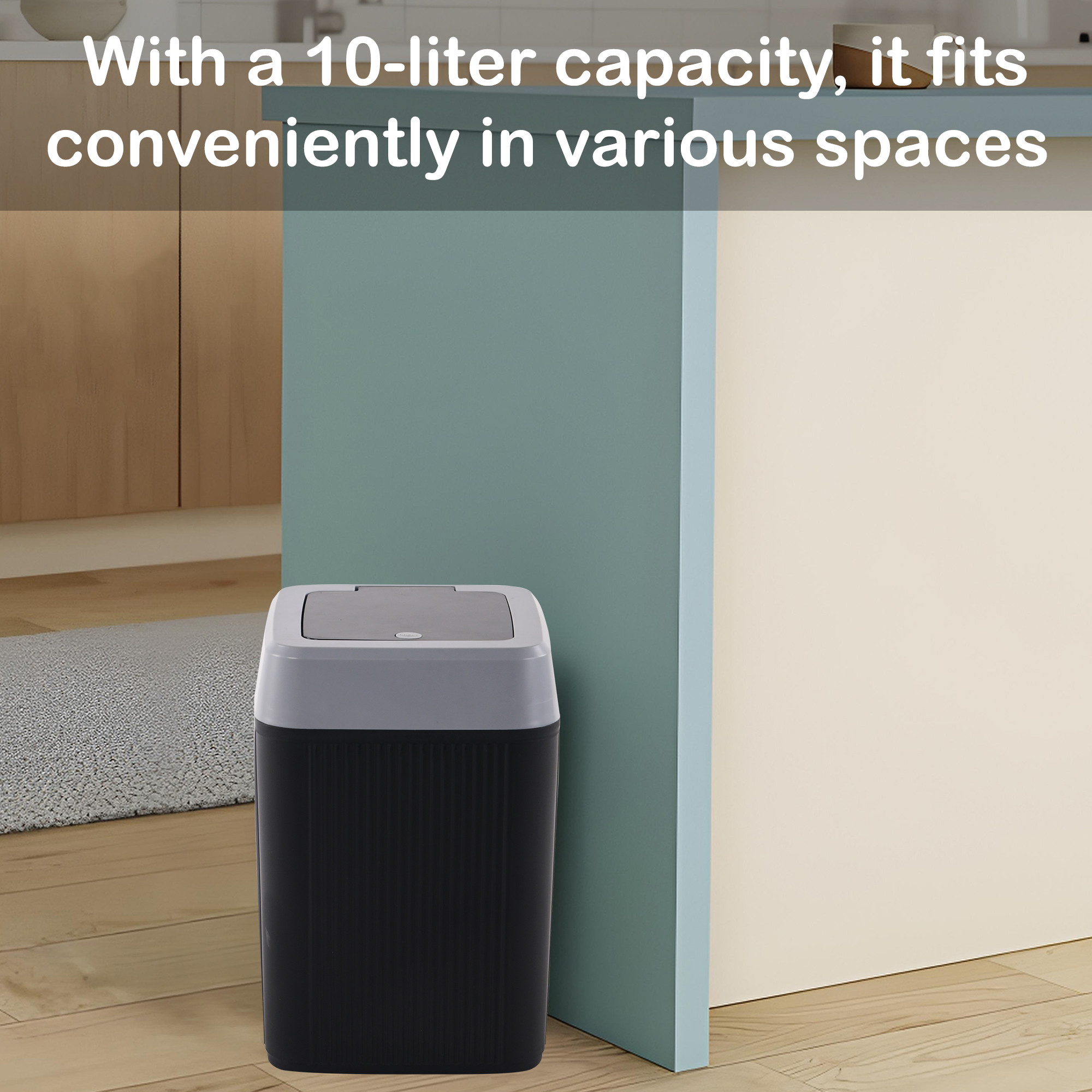 Kuber Industries 10 Ltr Plastic Waste Basket for Kitchen Dustbin with One Touch Press Open Lid  Office and Bathroom Dustbin Garbage Trash Can Bin  Portable Dust Bins for Home  Orbit  Black