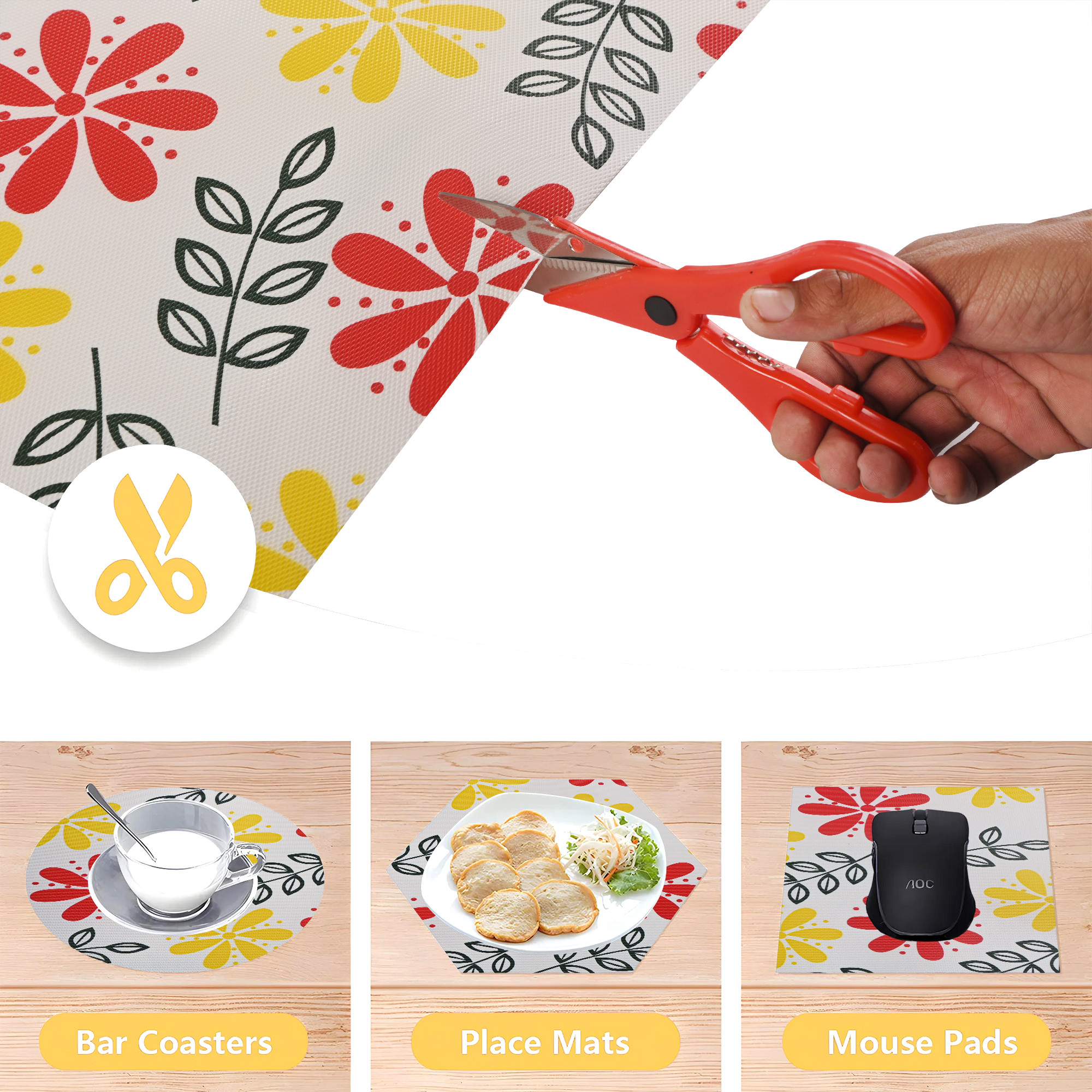 Kuber Industries 10 Meter EVA Anti Slip Kitchen Shelf Mats Roll  Shelf Liners for Kitchen Shelves  Fridge  Multipurpose Cupboard Sheets for Wardrobes  Drawers  Flower S5 - White