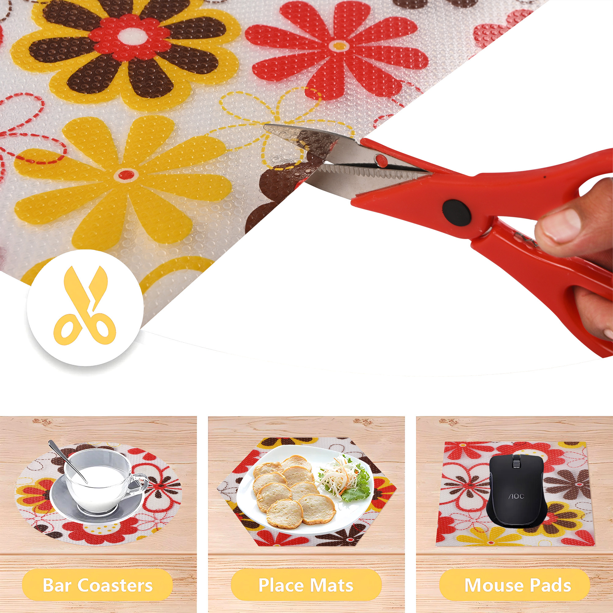 Kuber Industries 10 Meter EVA Anti Slip Kitchen Shelf Mats Roll  Shelf Liners for Kitchen Shelves  Fridge  Multipurpose Cupboard Sheets for Wardrobes  Drawers  Flower S4 - Multicolor