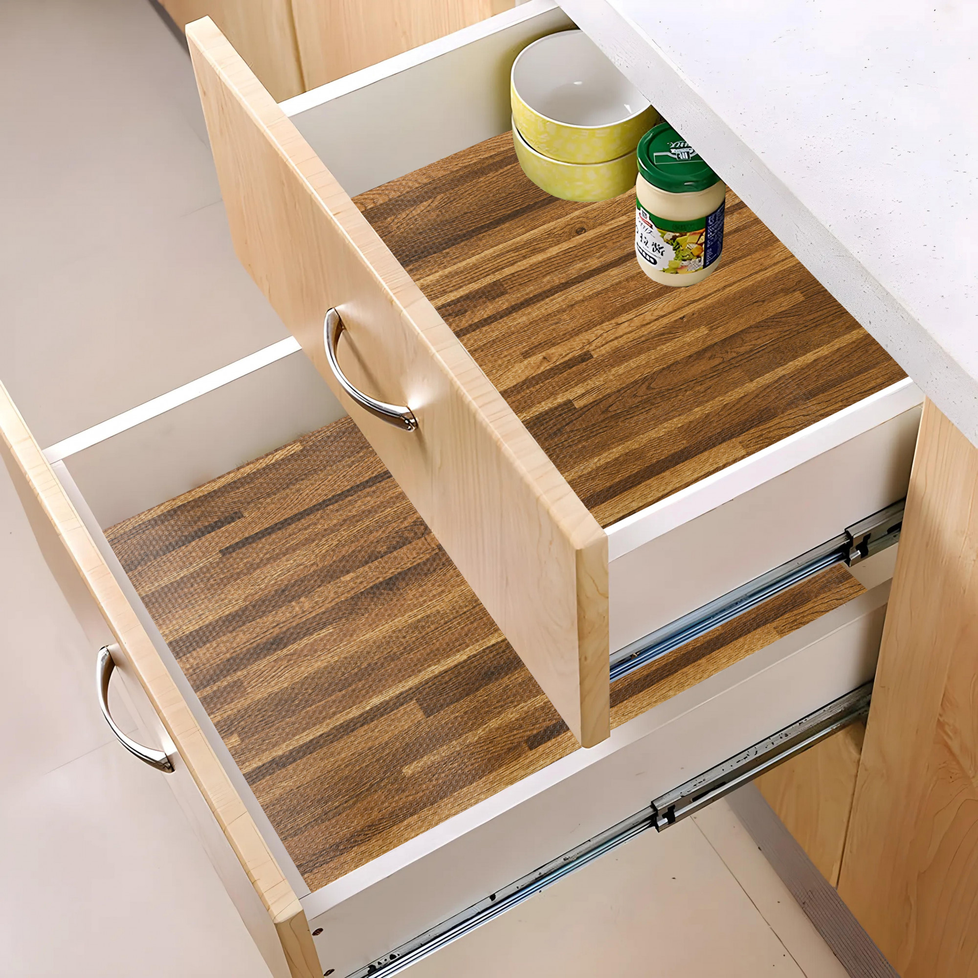 Kuber Industries 10 Meter EVA Anti Slip Kitchen Shelf Mats Roll  Shelf Liners for Kitchen Shelves  Fridge  Multipurpose Cupboard Sheets for Wardrobes  Drawers  Wooden S1 - Brown