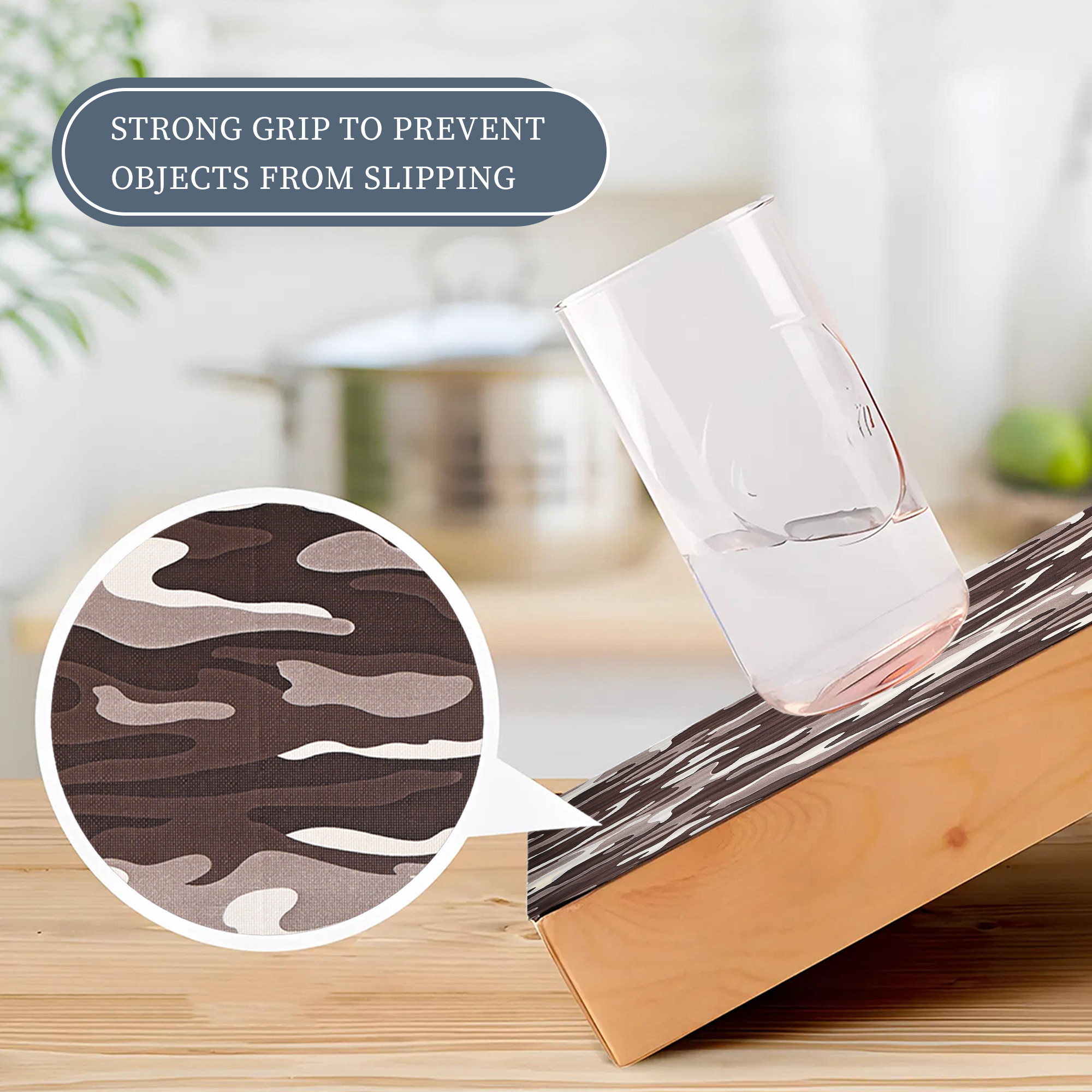 Kuber Industries 10 Meter PVC Shelf Liners for Kitchen Shelves  Cupboard Mats Roll for Wardrobe  Drawer and Fridge Shelf Mat Roll  Cabinet Liners for Shelves  Camouflage - Brown