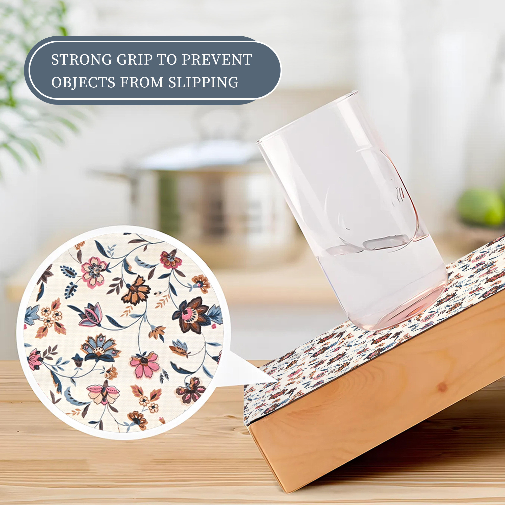 Kuber Industries 10 Meter PVC Shelf Liners for Kitchen Shelves  Cupboard Mats Roll for Wardrobe  Drawer and Fridge Shelf Mat Roll  Cabinet Liners for Shelves  Barik Flower - Cream