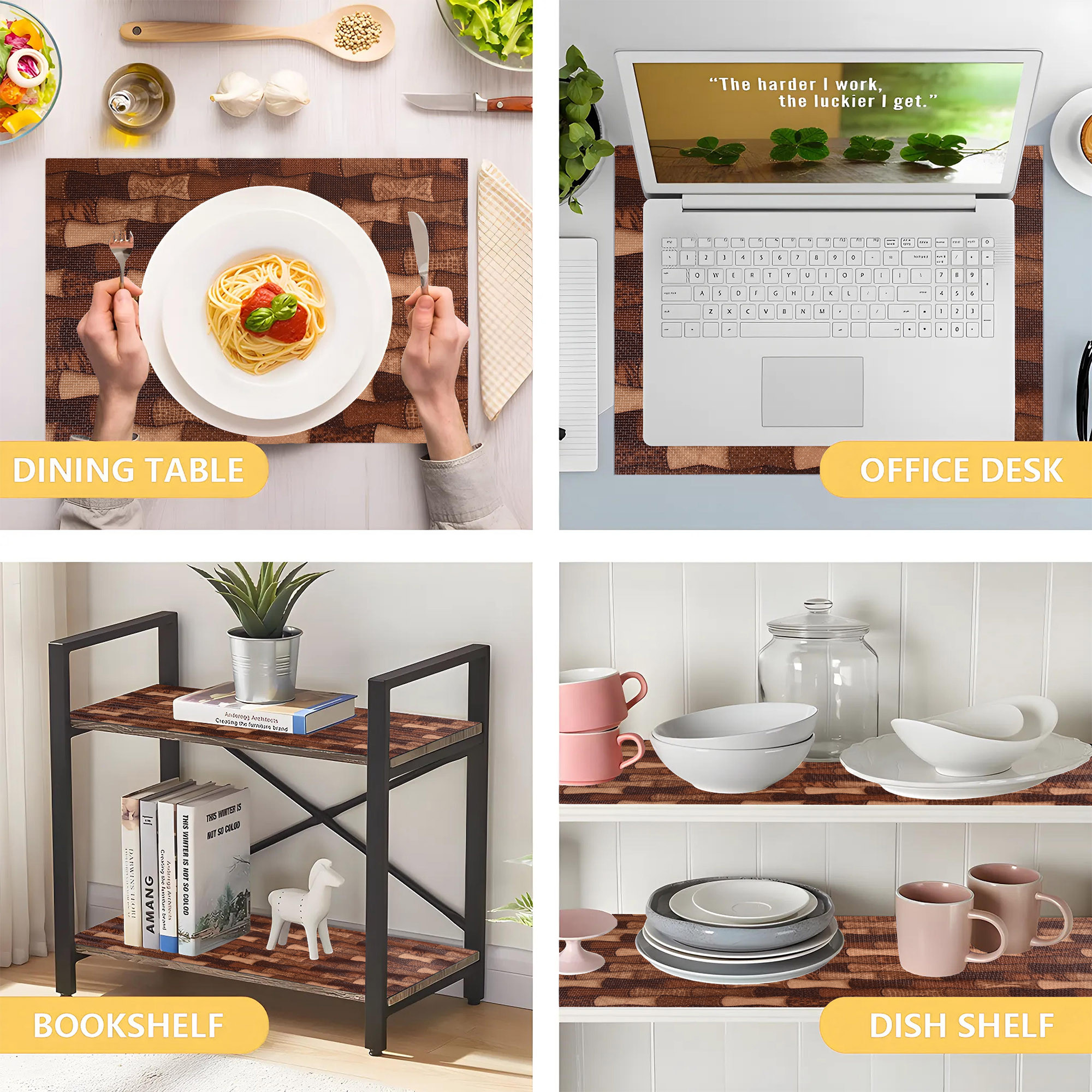 Kuber Industries 10 Meters Waterproof  Durable Kitchen Mats for Shelf Liner Roll  Wipeable Fridge Sheets for Shelves Cabinet Drawer  Damru Print - Dark  Light Brown