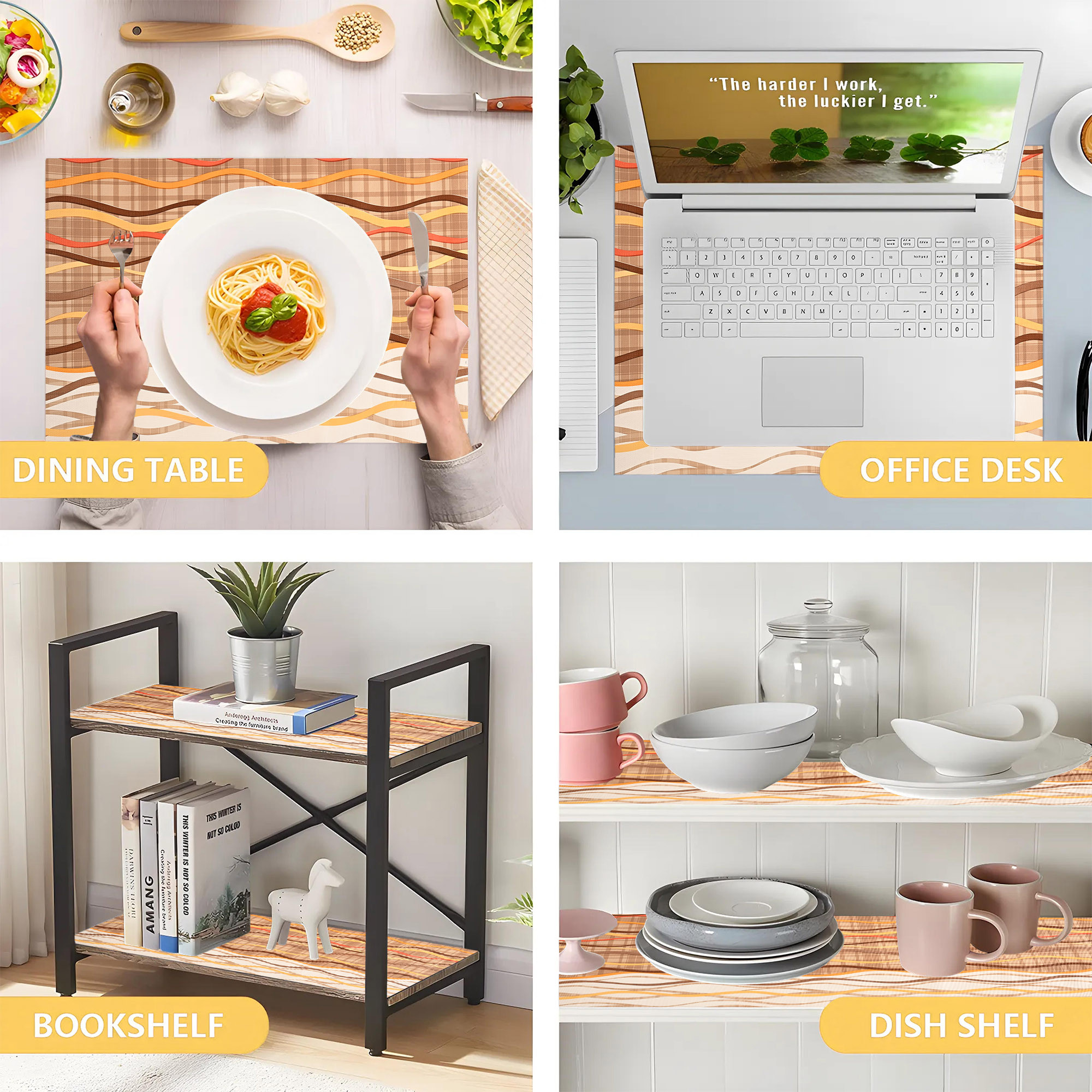 Kuber Industries 10 Meters Waterproof  Durable Kitchen Mats for Shelf Liner Roll  Wipeable Fridge Sheets for Shelves Cabinet Drawer  Zig Zag - Cream