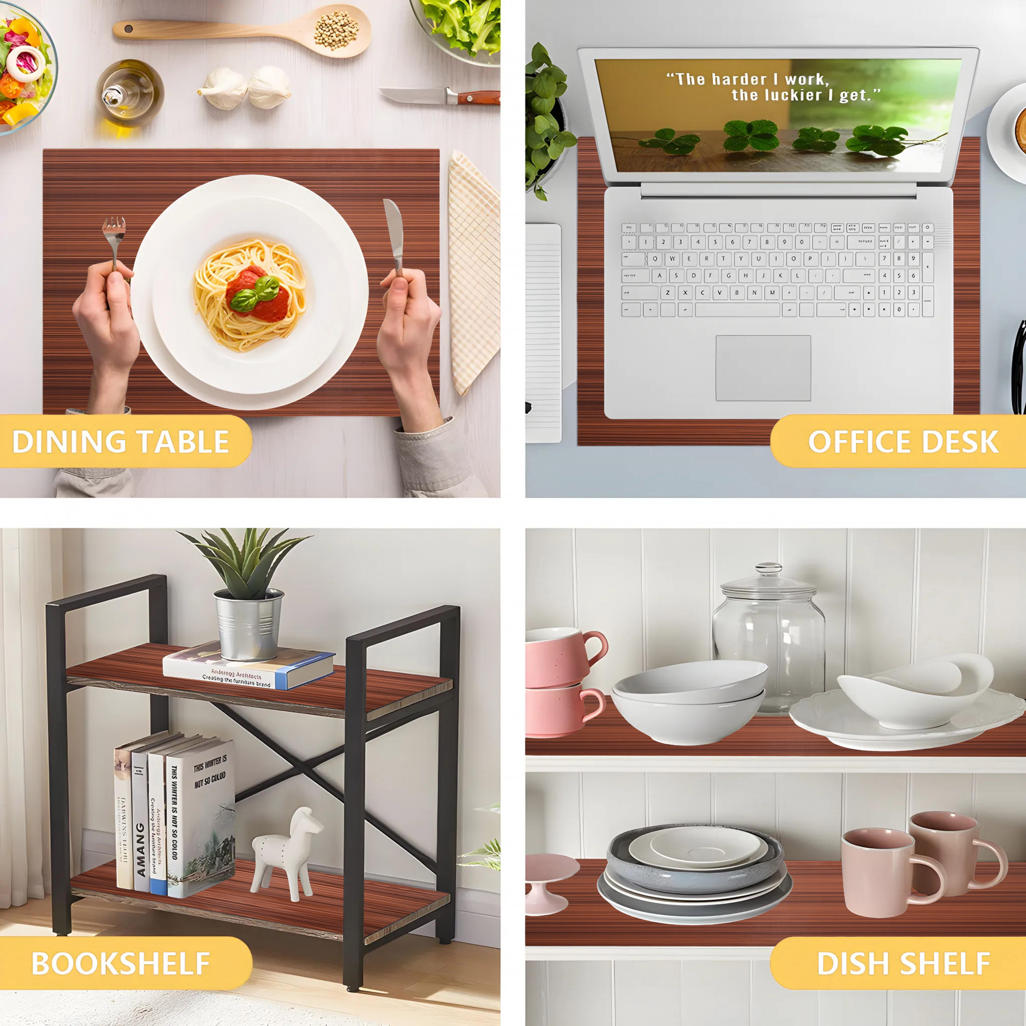 Kuber Industries 10 Meters Waterproof  Durable Kitchen Mats for Shelf Liner Roll  Wipeable Fridge Sheets for Shelves Cabinet Drawer  Lining Print - Dark Brown