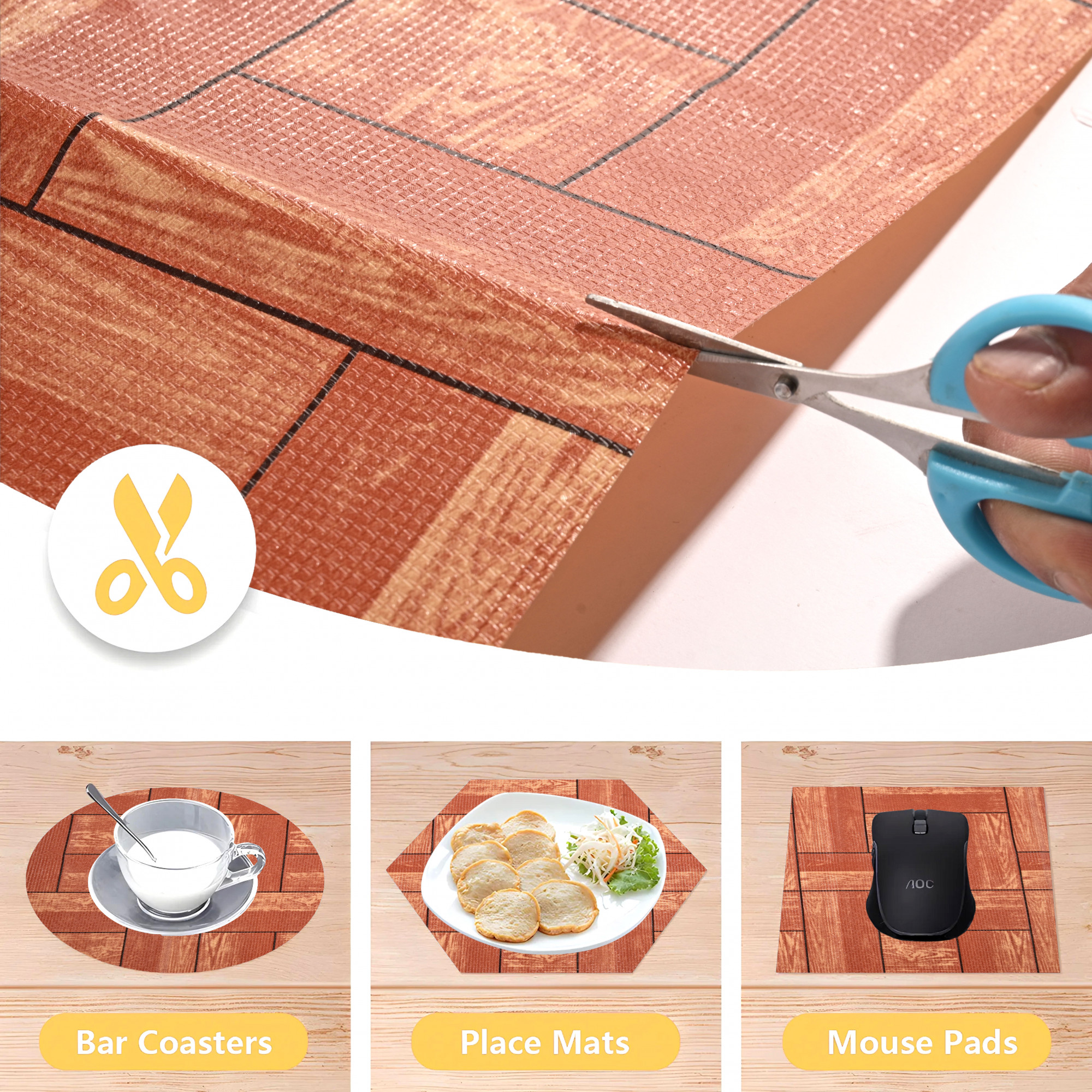 Kuber Industries 10 Meters Waterproof  Durable Kitchen Mats for Shelf Liner Roll  Wipeable Fridge Sheets for Shelves Cabinet Drawer  Brick print - Brown with Black Borders