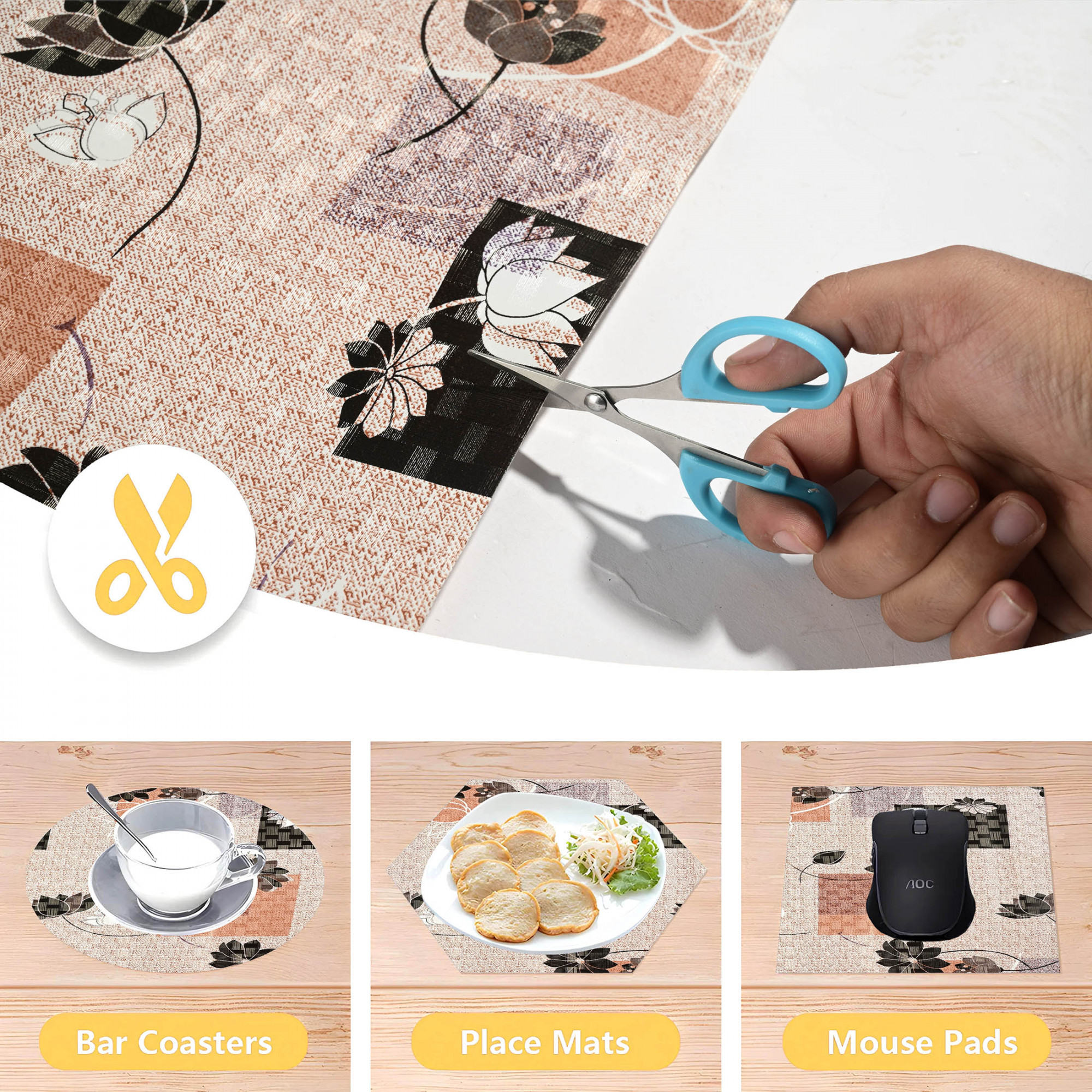 Kuber Industries 10 Meters Waterproof  Durable Kitchen Mats for Shelf Liner Roll  Wipeable Fridge Sheets for Shelves Cabinet Drawer  Lotus Print - Brown  Pink