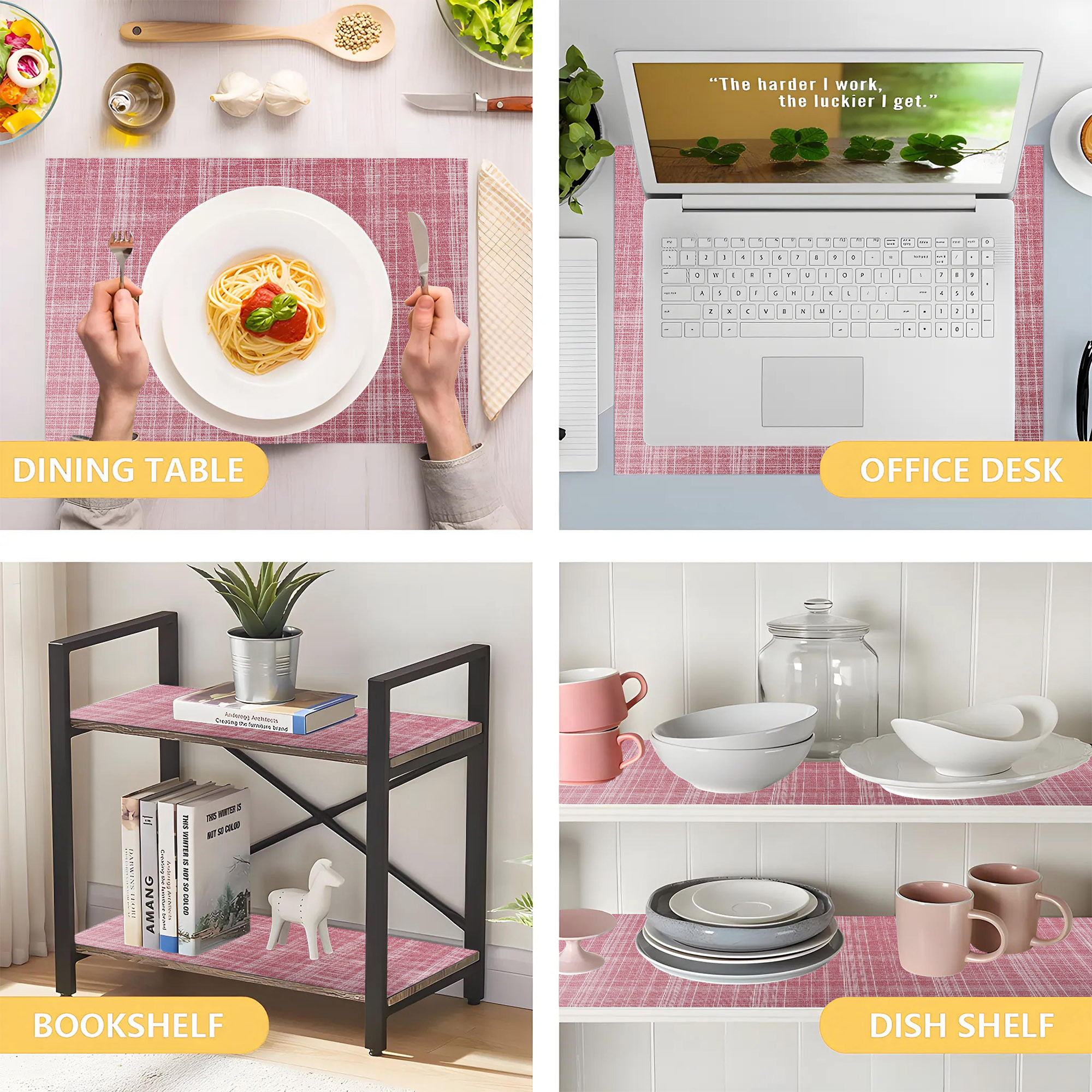 Kuber Industries 10 Meters Waterproof  Durable Kitchen Mats for Shelf Liner Roll  Wipeable Fridge Sheets for Shelves Cabinet Drawer  Linings - Pink  White