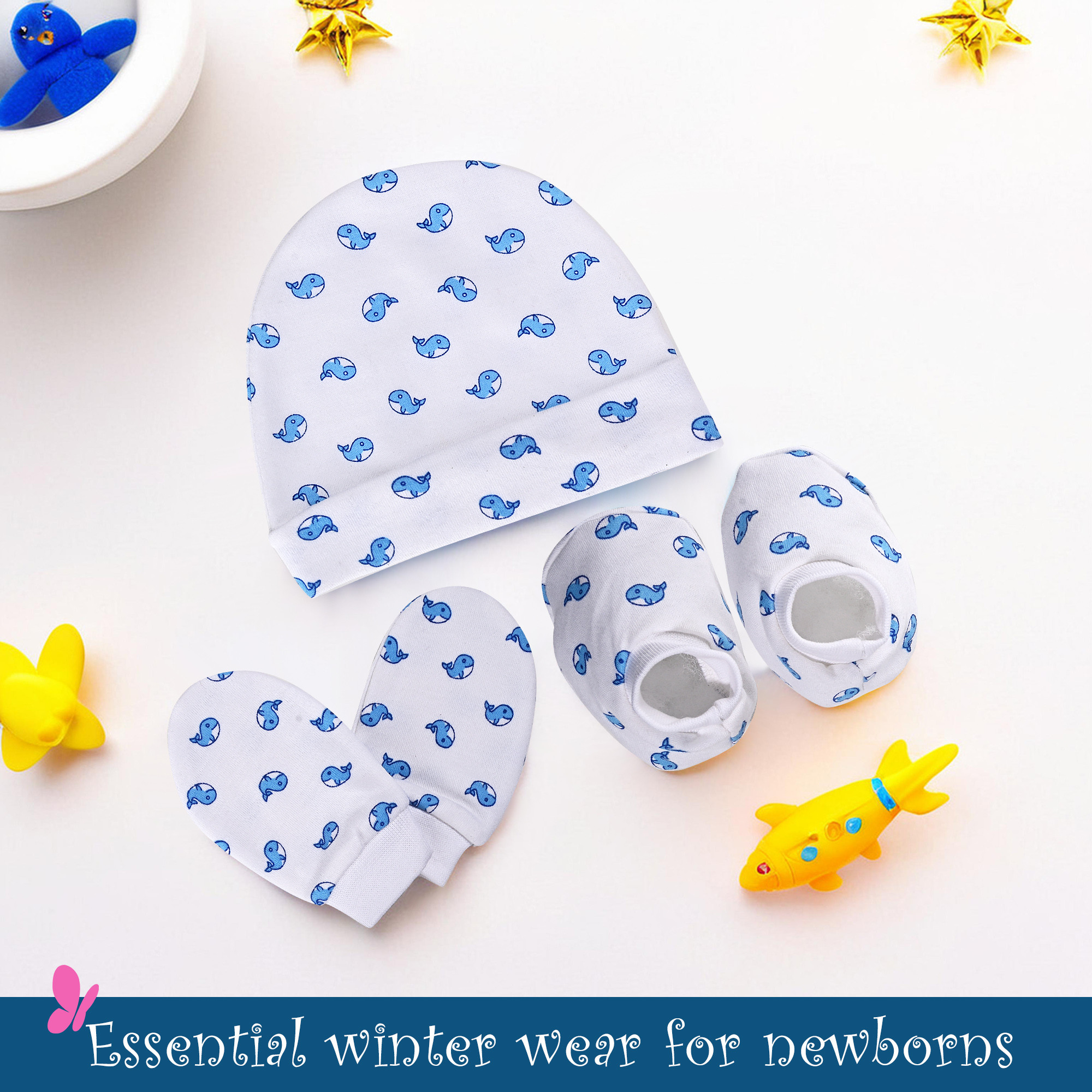 Kuber Industries 10 Pcs Washable Cotton New Born Cap Mittens and Booties Set for Girl  Boy  Winter Wear Baby Clothes  White  Brown