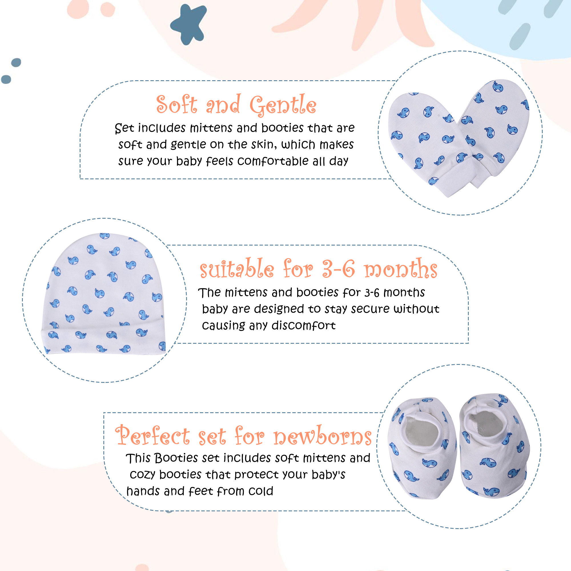 Kuber Industries 10 Pcs Washable Cotton New Born Cap Mittens and Booties Set for Girl  Boy  Winter Wear Baby Clothes  White  Brown